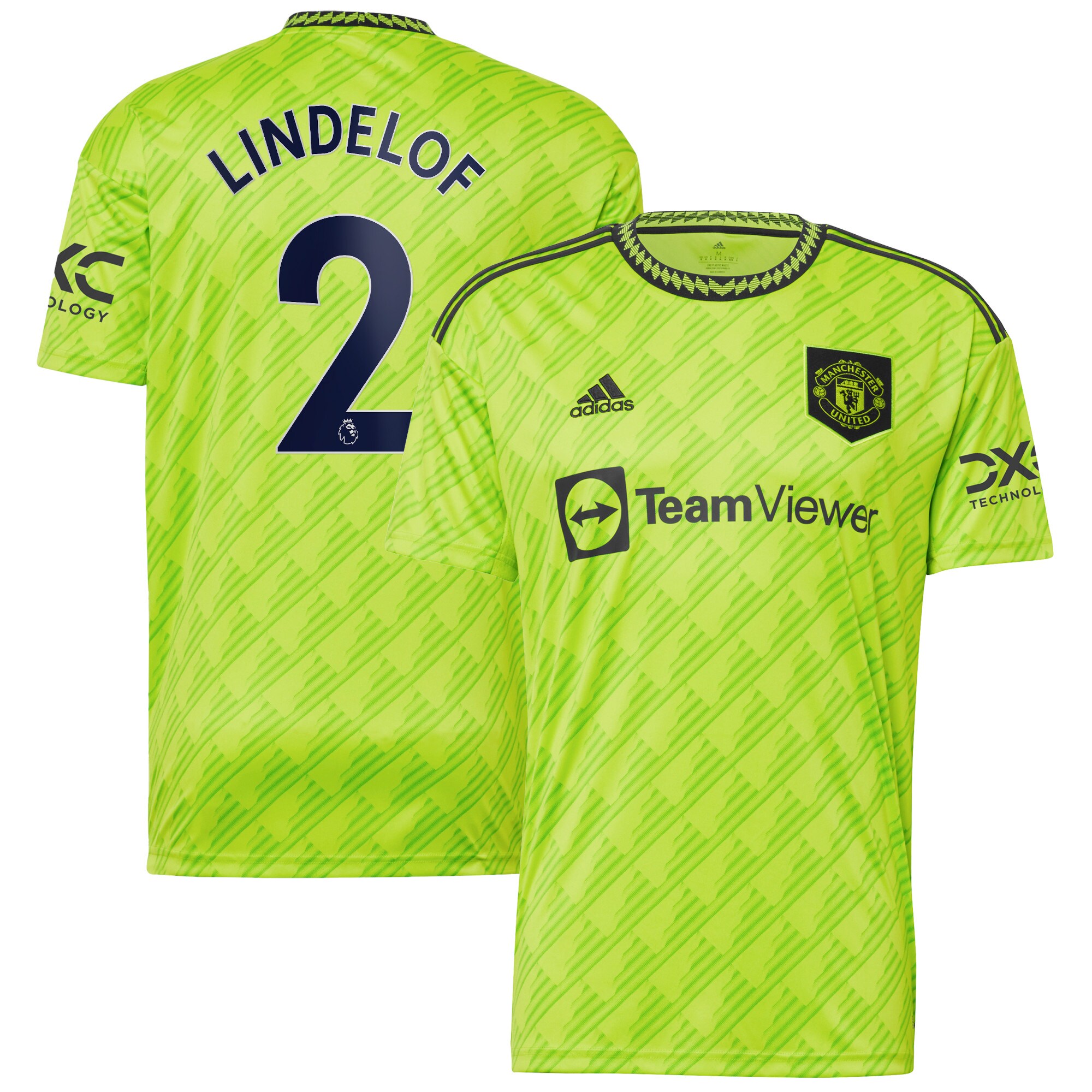 Victor Lindelof Manchester United adidas 2022/23 Third Replica Player Jersey - Neon Green