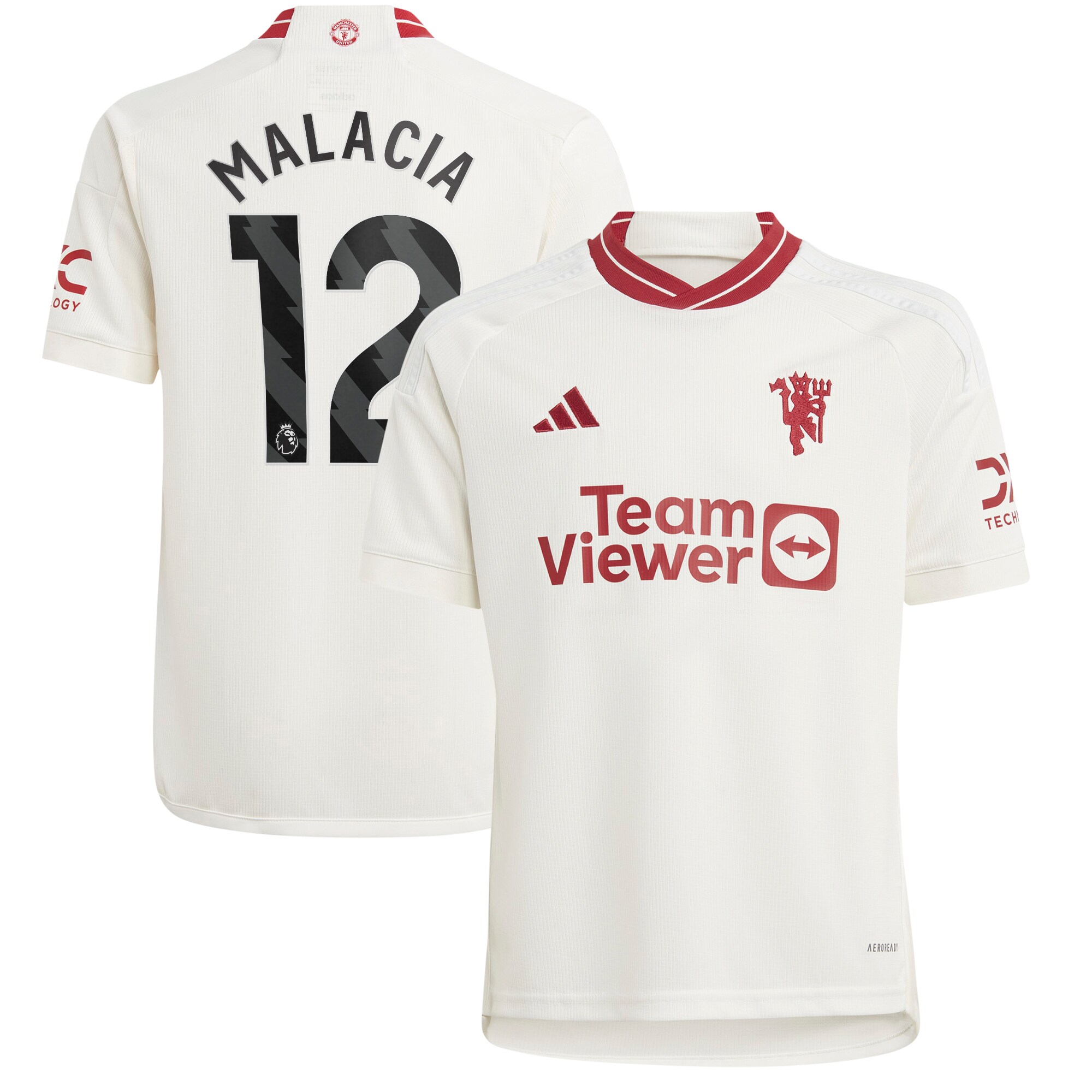Tyrell Malacia Manchester United adidas Youth 2023/24 Third Replica Player Jersey - White
