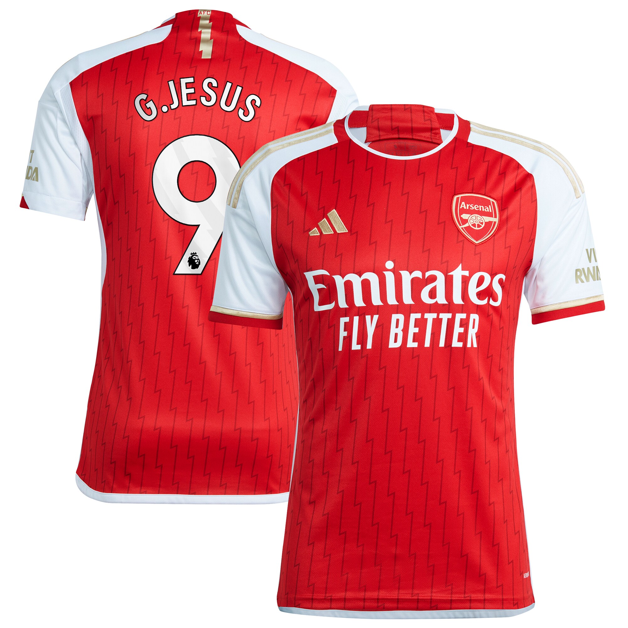 Gabriel Jesus Arsenal adidas 2023/24 Home Replica Player Jersey - Red