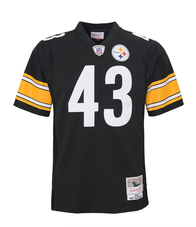 Youth Pittsburgh Steelers Troy Polamalu Mitchell & Ness Black Retired Player Legacy Replica Jersey