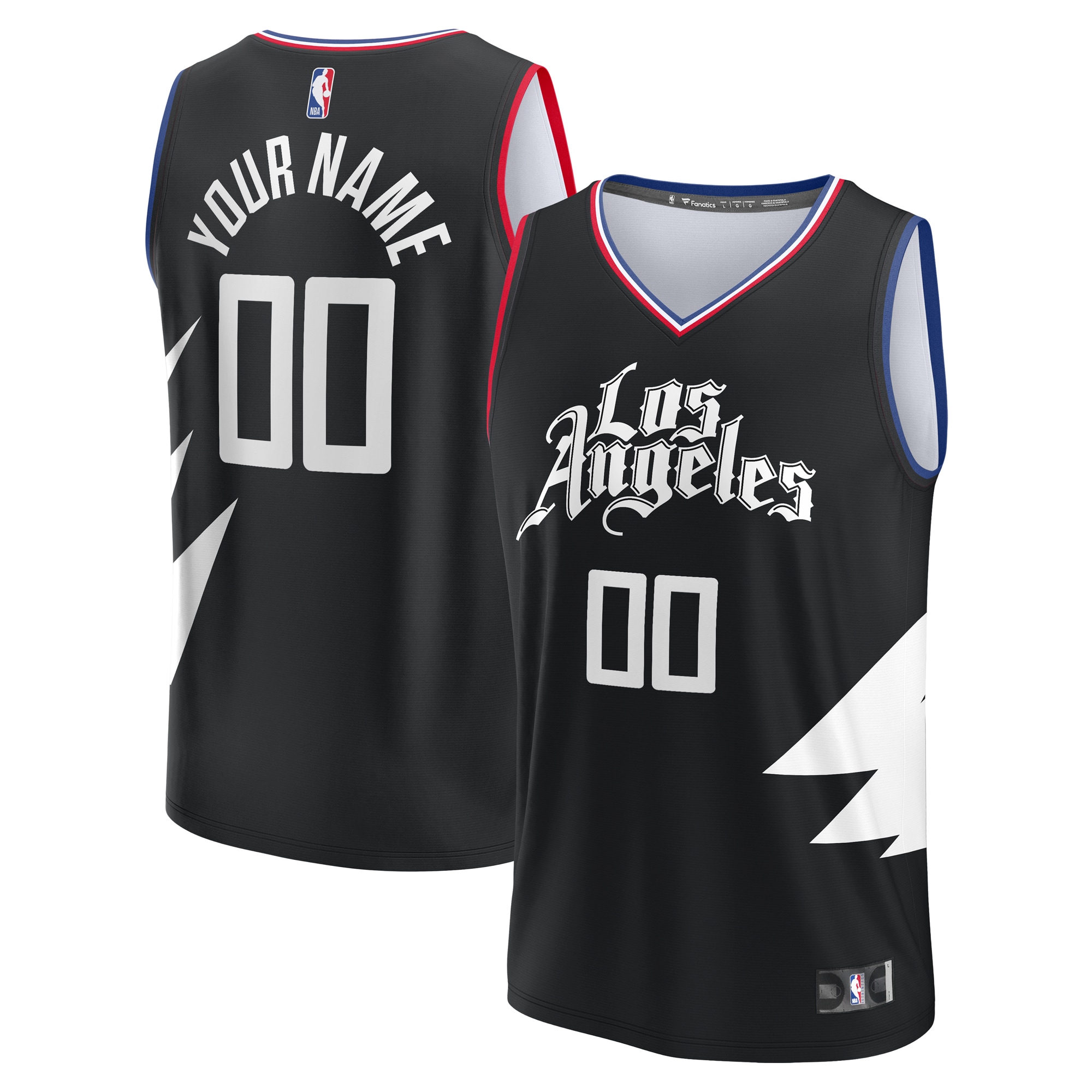 LA Clippers Fanatics Branded Youth Fast Break Replica Custom Jersey - Statement Edition - Black