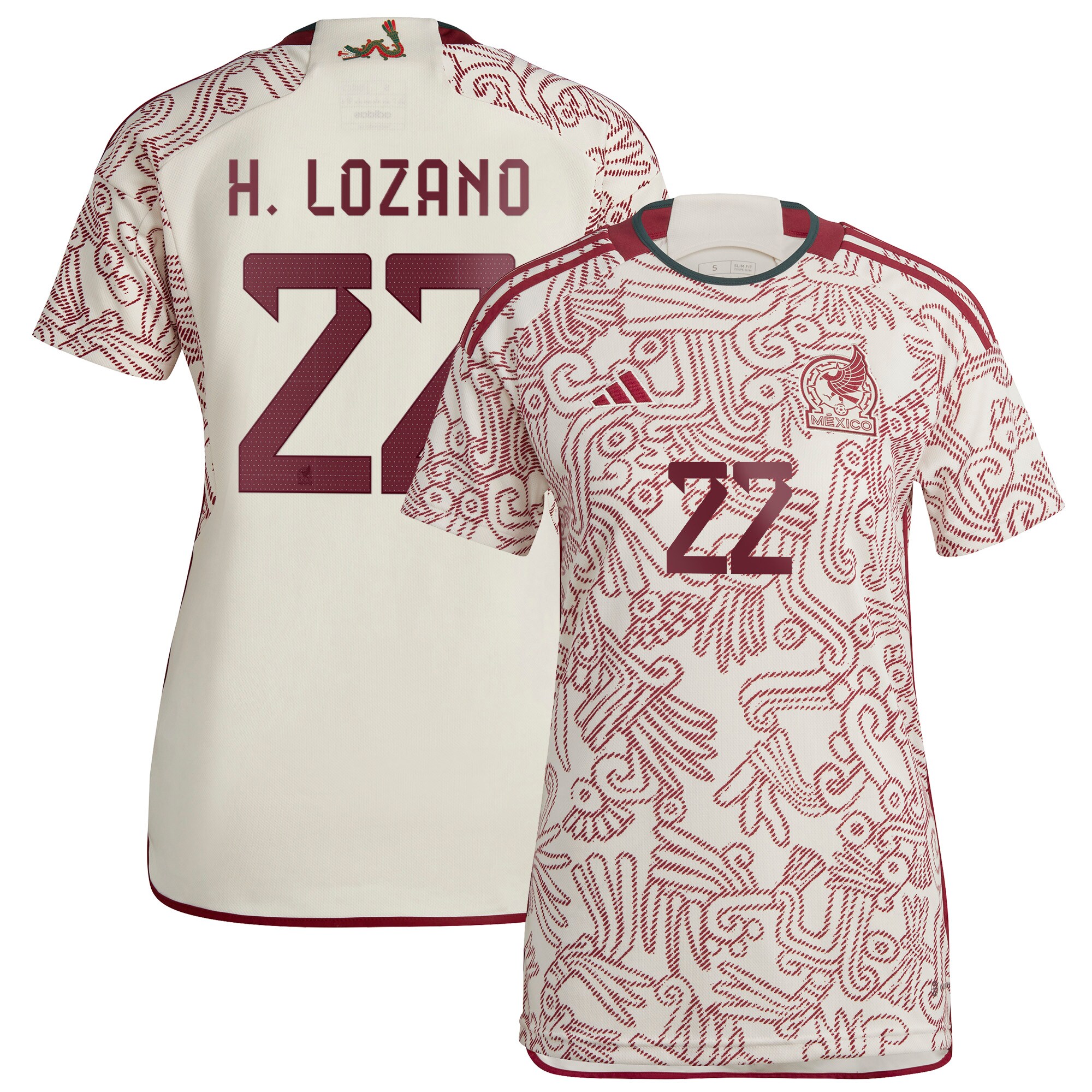 Hirving Lozano Mexico National Team adidas Women's 2022/23 Away Replica Jersey - White