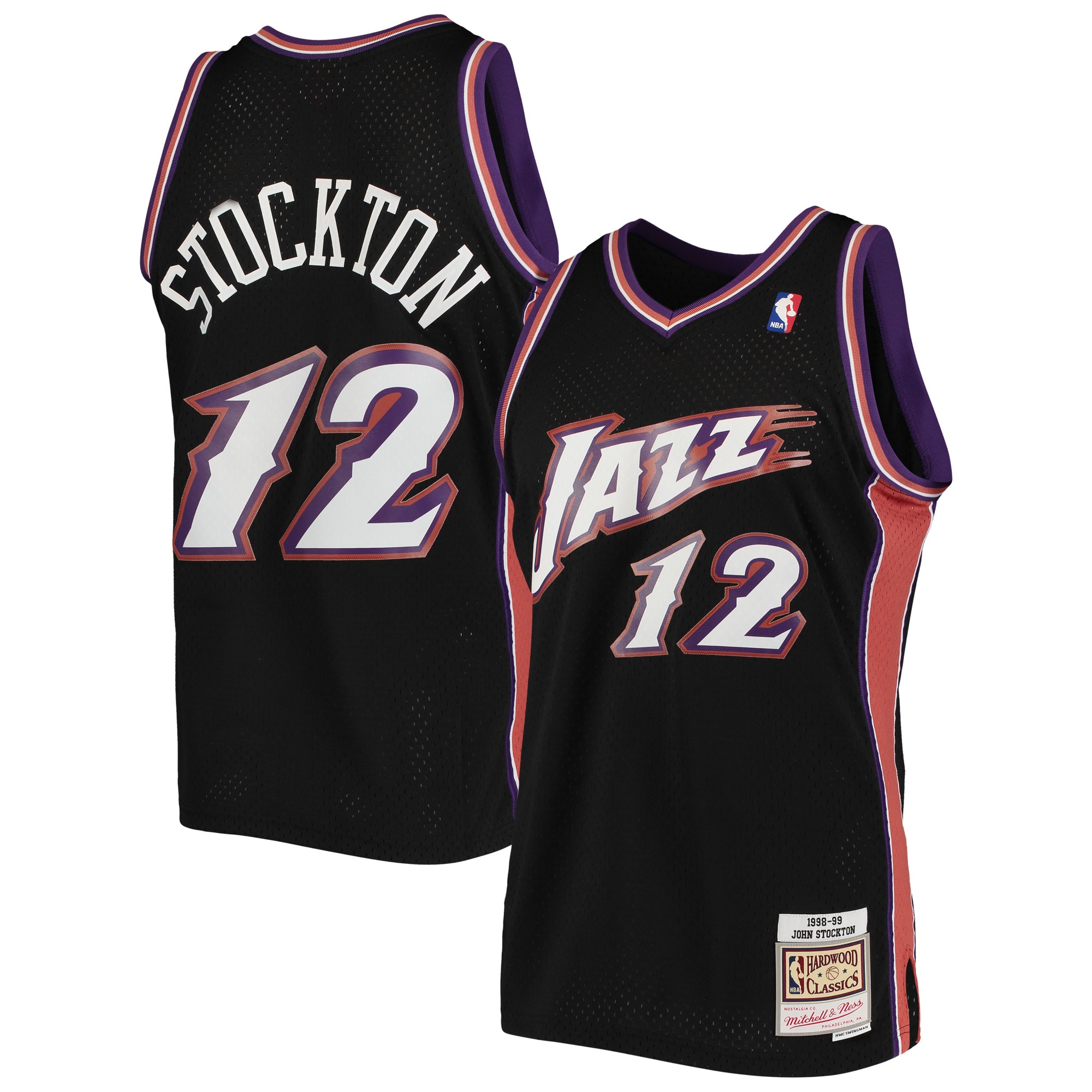 John Stockton Utah Jazz Mitchell & Ness Hardwood Classics Swingman Jersey - Black