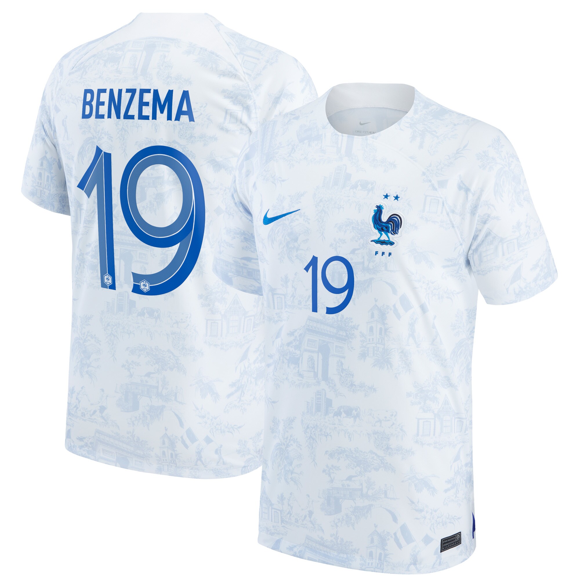 Karim Benzema France National Team Nike 2022/23 Away Breathe Stadium Replica Player Jersey - White
