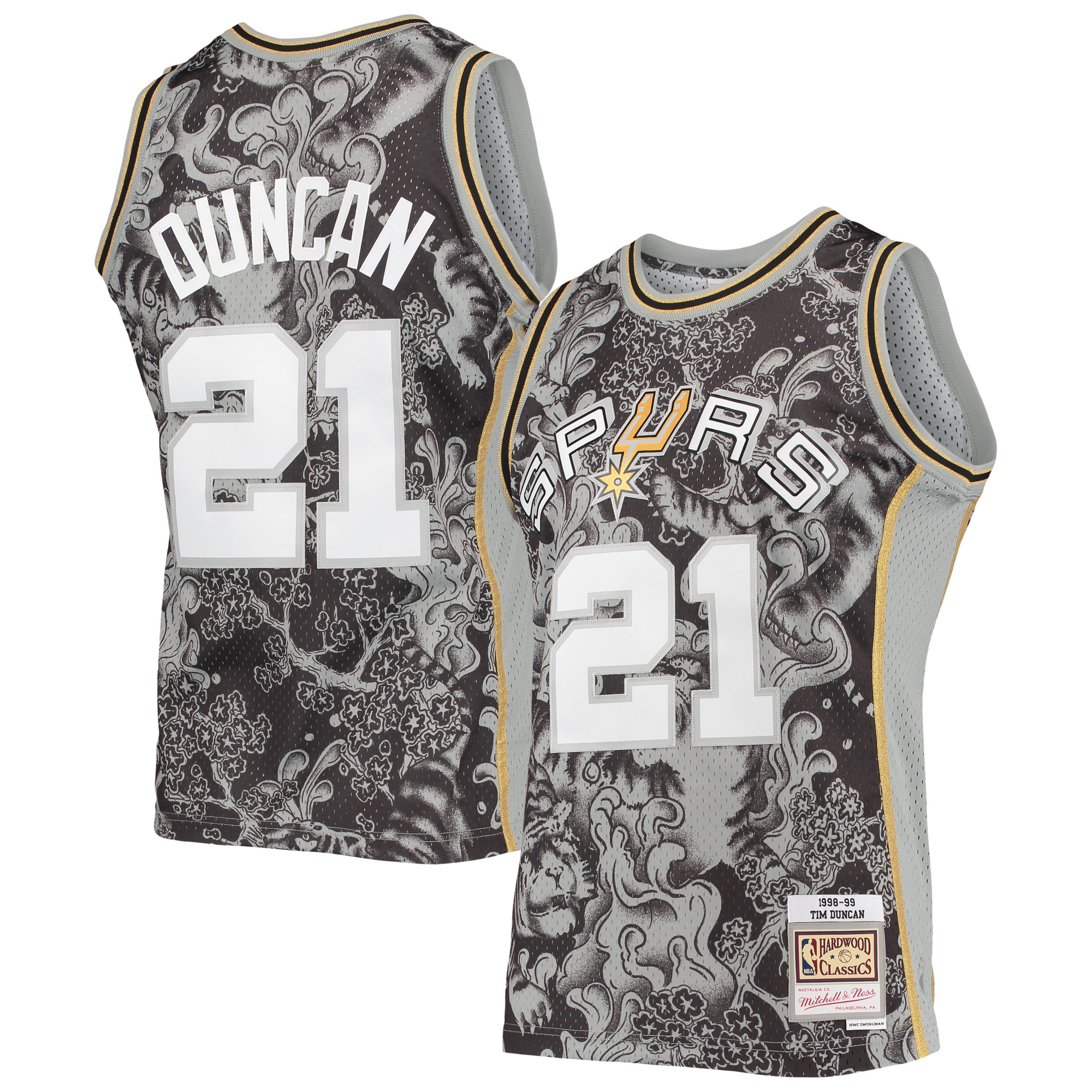 Tim Duncan San Antonio Spurs Mitchell & Ness Hardwood Classics 1998/99 Lunar New Year Swingman Jersey - Black