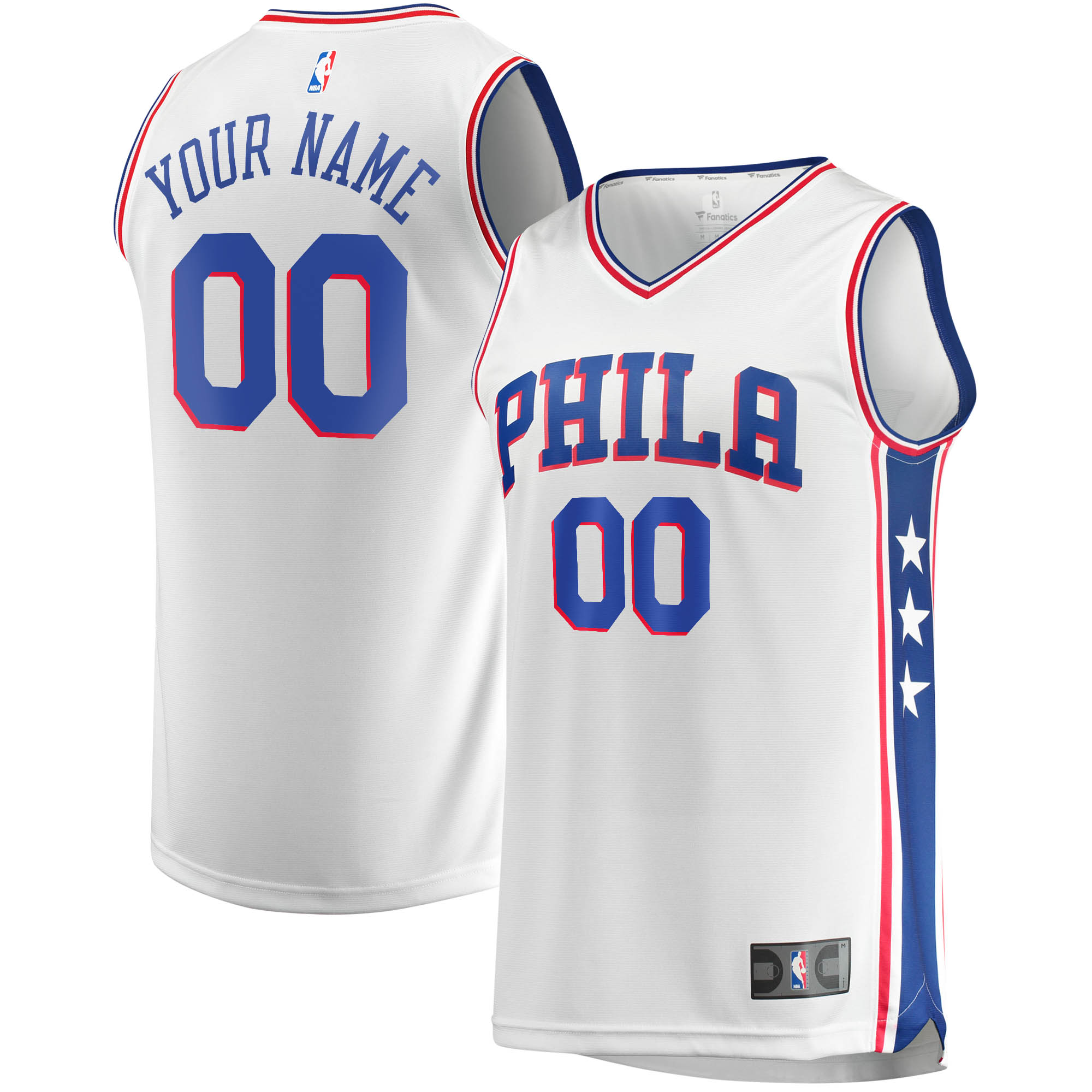 Philadelphia 76ers Fanatics Branded Youth Fast Break Custom Replica Jersey White - Association Edition