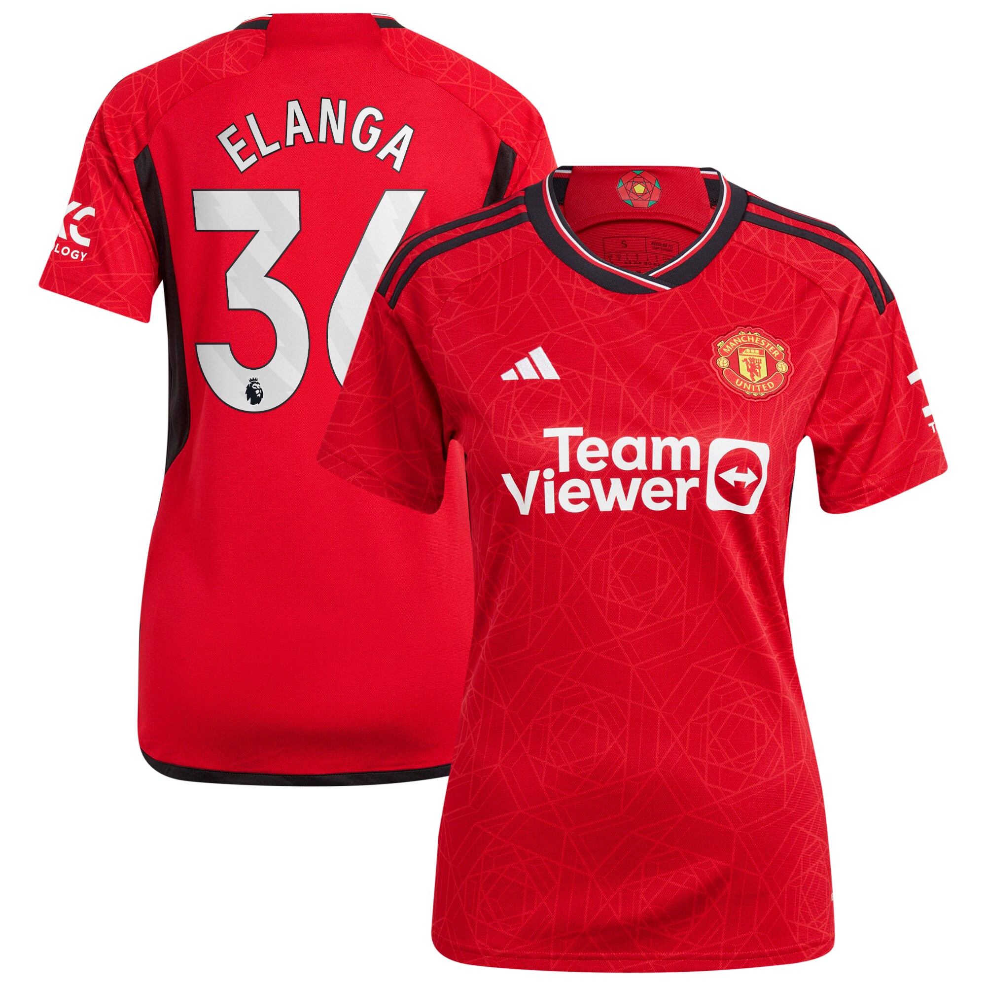 Anthony Elanga Manchester United adidas Women's 2023/24 Home Replica Player Jersey - Red