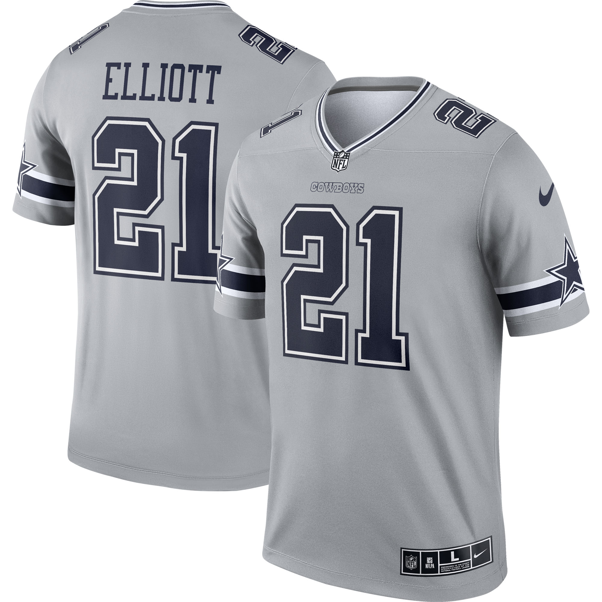 Ezekiel Elliott Dallas Cowboys Nike Inverted Legend Jersey - Gray