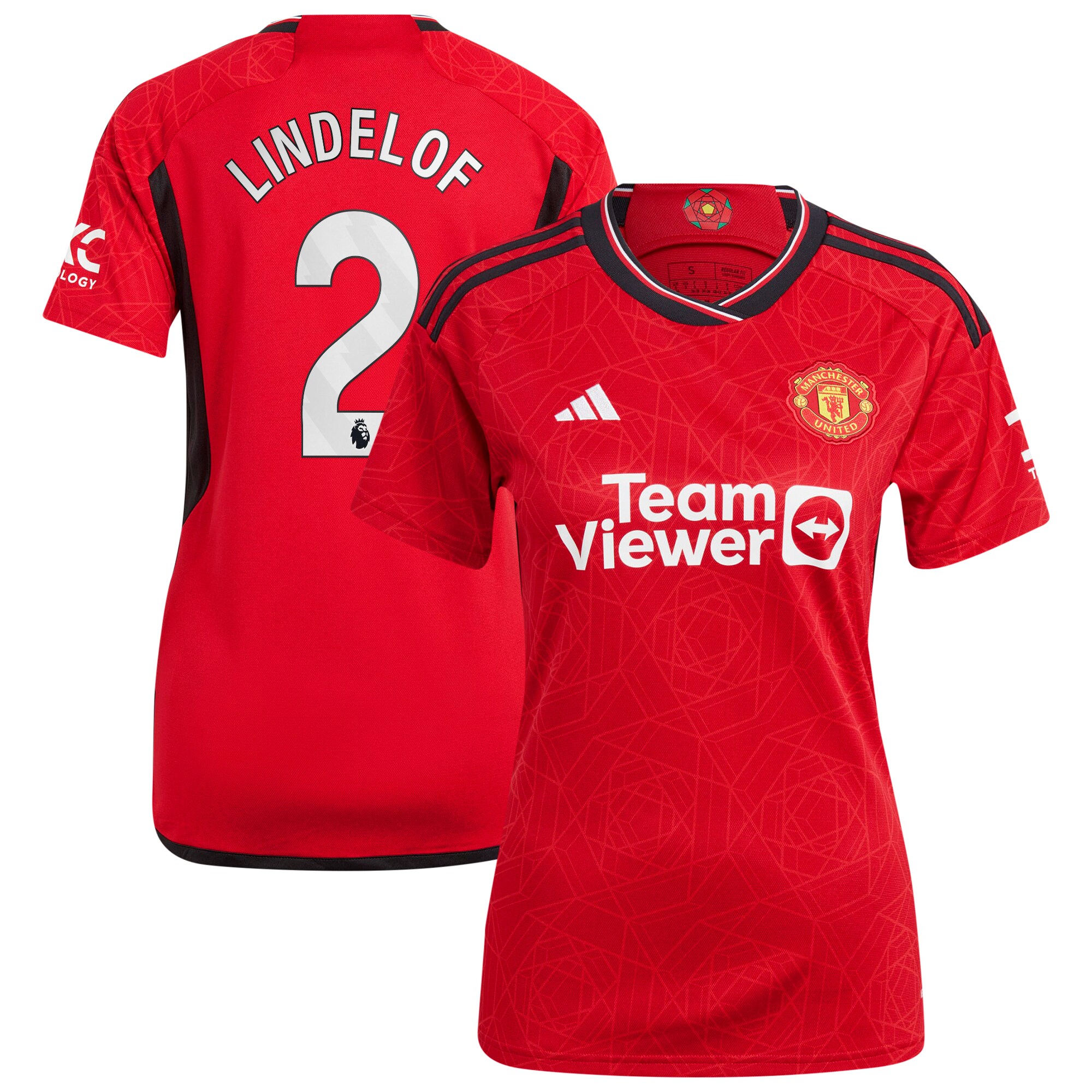 Victor Lindelof Manchester United adidas Women's 2023/24 Home Replica Player Jersey - Red