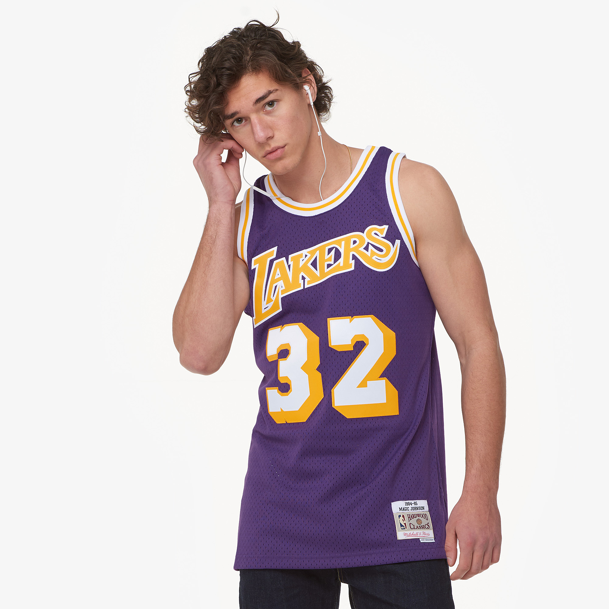Men's Johnson Earvin Magic Mitchell & Ness SuperSonics Swingman Jersey - Purple