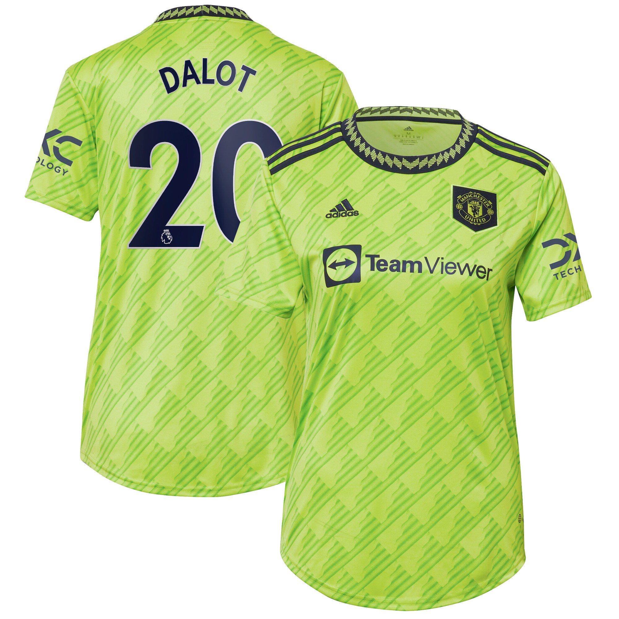 Diogo Dalot Manchester United adidas Women's 2022/23 Third Replica Player Jersey - Neon Green