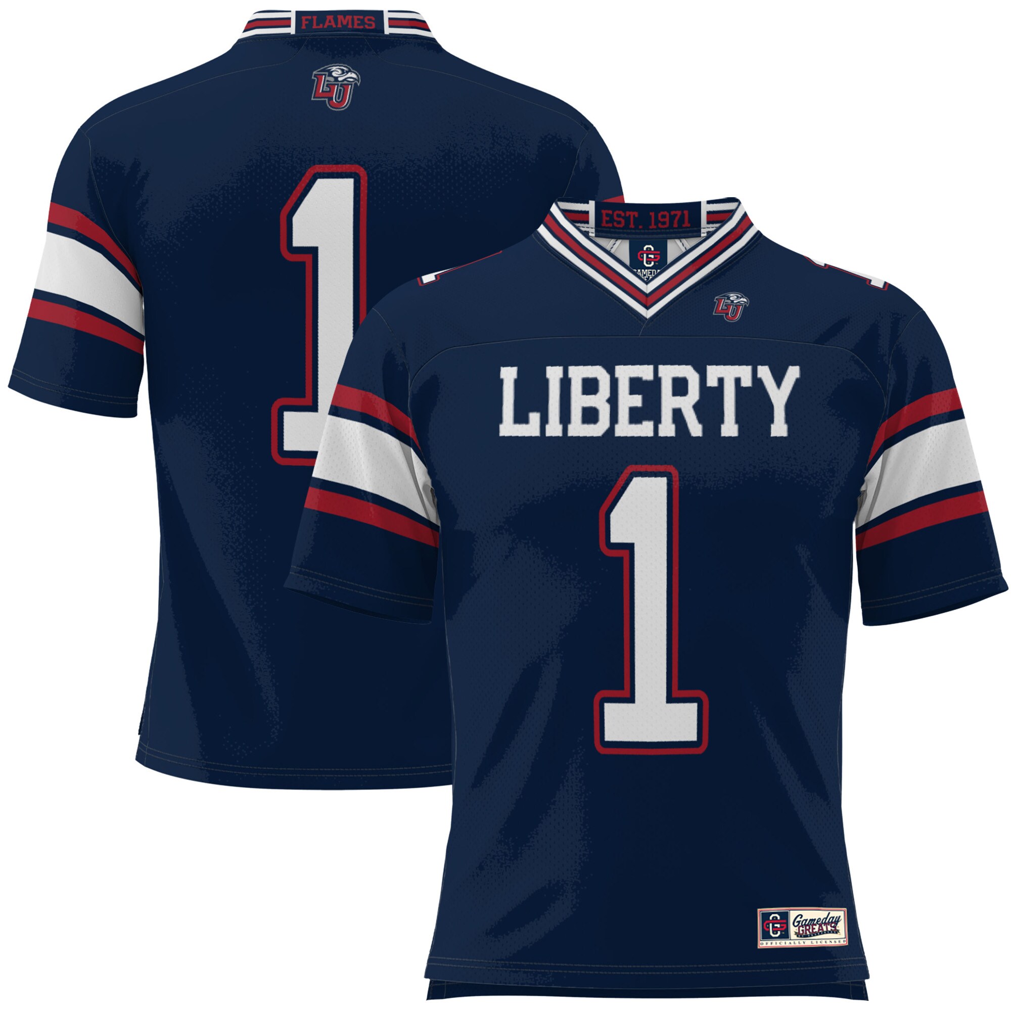 #1 Liberty Flames ProSphere Youth Football Jersey - Navy