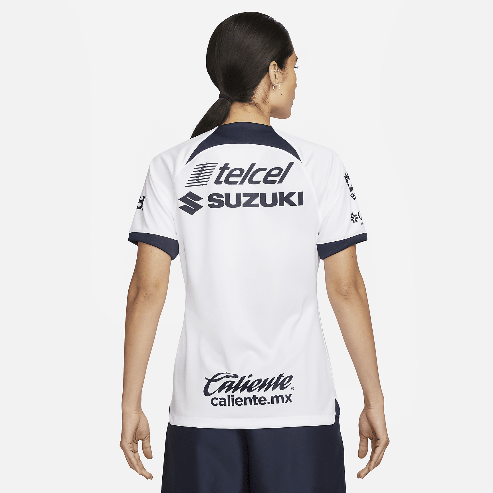 Pumas UNAM 2023/24 Stadium Home Women's Nike Dri-FIT Soccer Jersey - White/Obsidian/Obsidian
