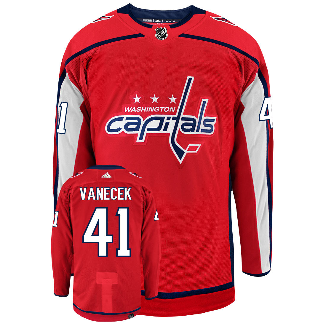Vitek Vanecek Washington Capitals Adidas Primegreen Authentic NHL Hockey Jersey