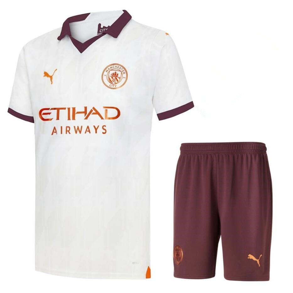 23/24 Youth Manchester City Away Jersey Kids Kit
