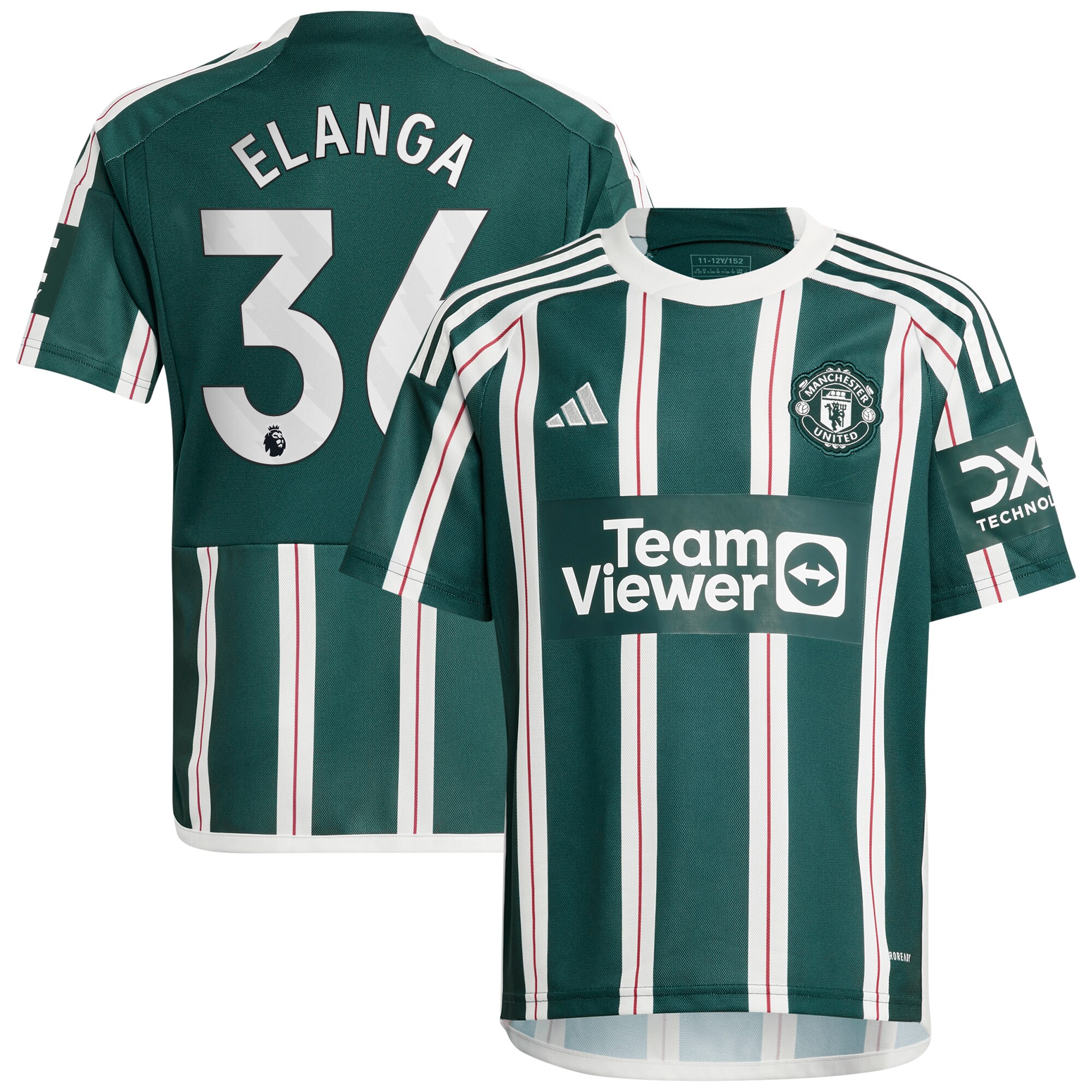 Anthony Elanga Manchester United adidas Youth 2023/24 Away Replica Player Jersey - Green