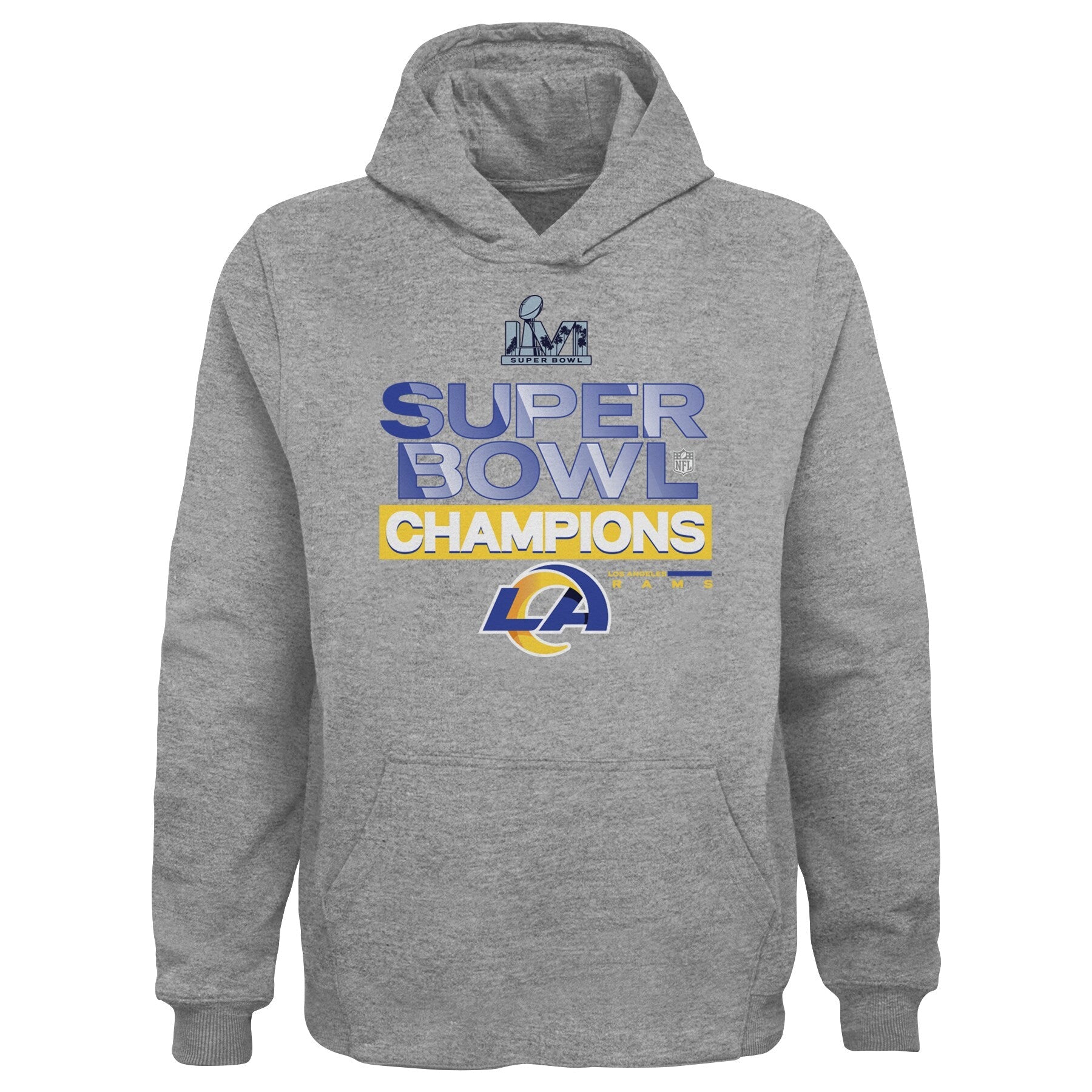 Youth Fanatics Branded Heathered Gray Los Angeles Rams Super Bowl LVI Champions Locker Room Trophy Collection Pullover