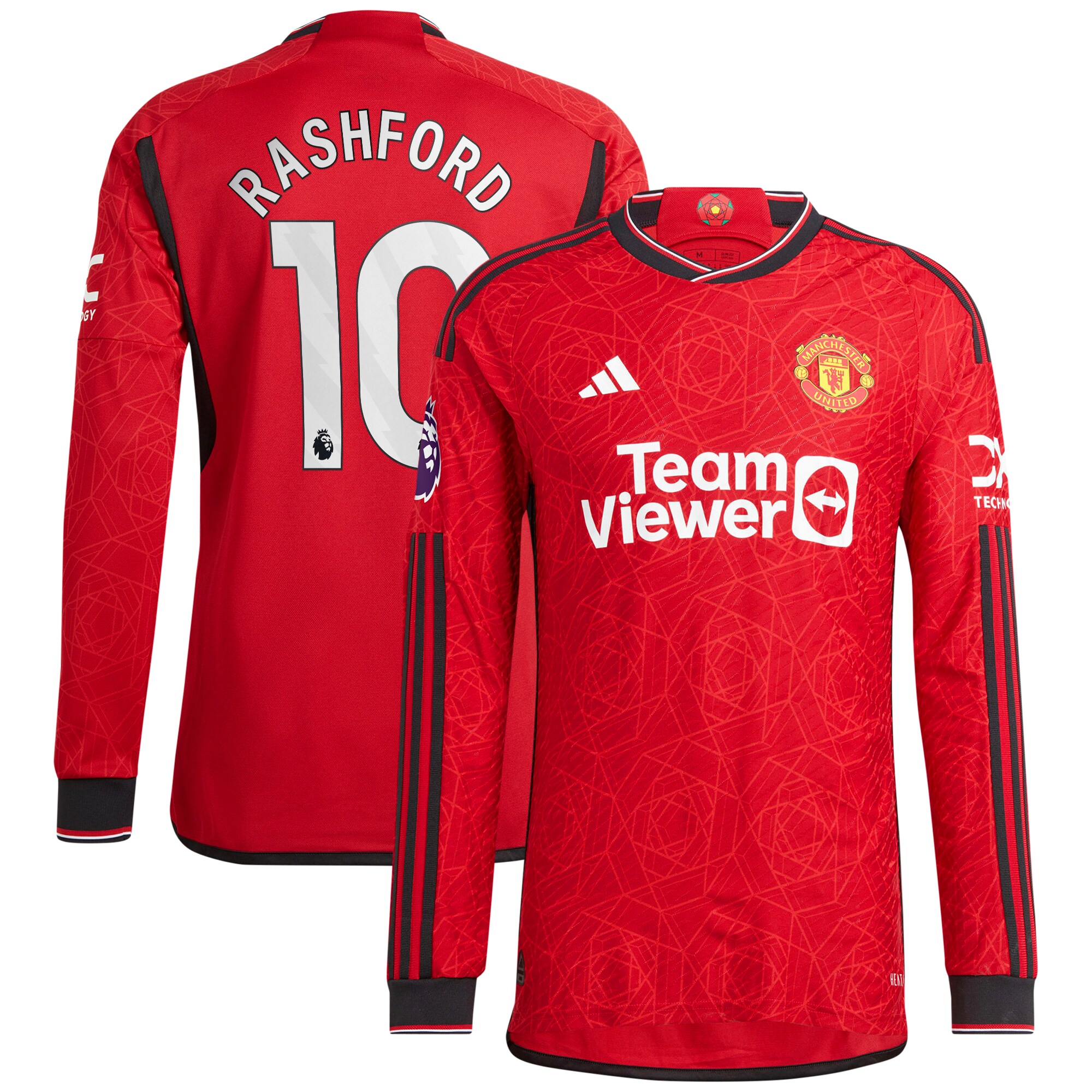 Marcus Rashford Manchester United adidas 2023/24 Home Authentic Long Sleeve Player Jersey - Red