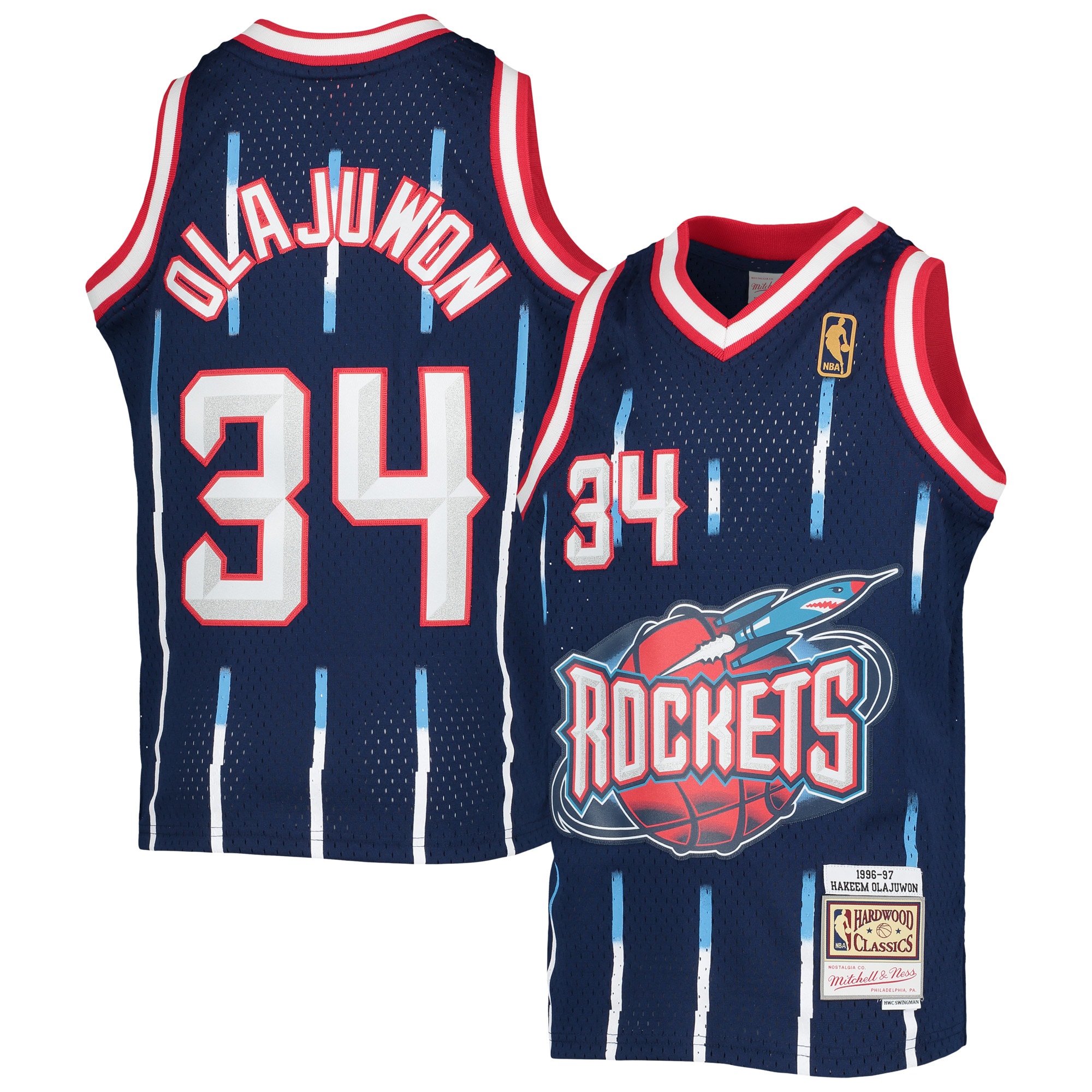 Hakeem Olajuwon Houston Rockets Mitchell & Ness Youth 1996-97 Hardwood Classics Swingman Jersey - Navy