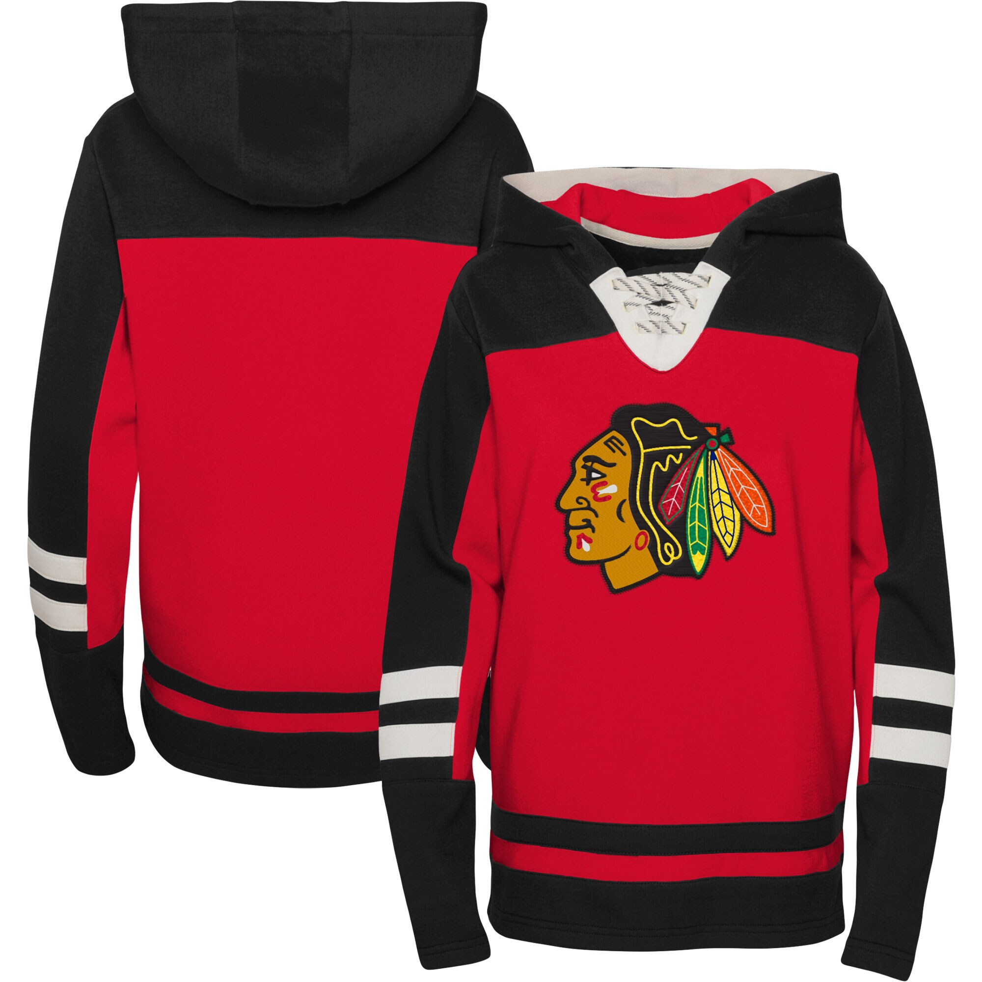 Chicago Blackhawks Youth Ageless Revisited Home Lace-Up Pullover Hoodie - Red