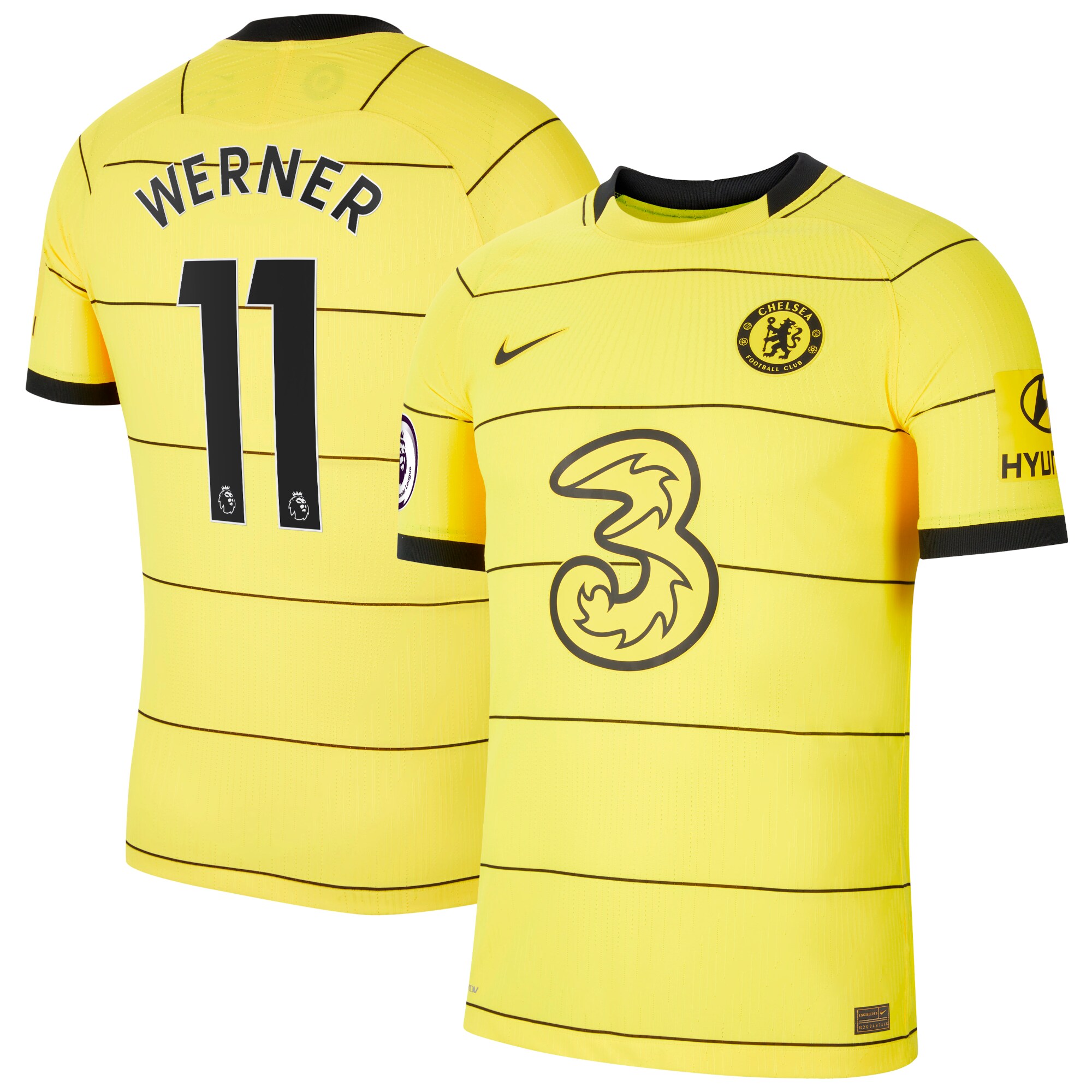 Timo Werner Chelsea Nike 2021/22 Away Vapor Match Player Jersey - Yellow
