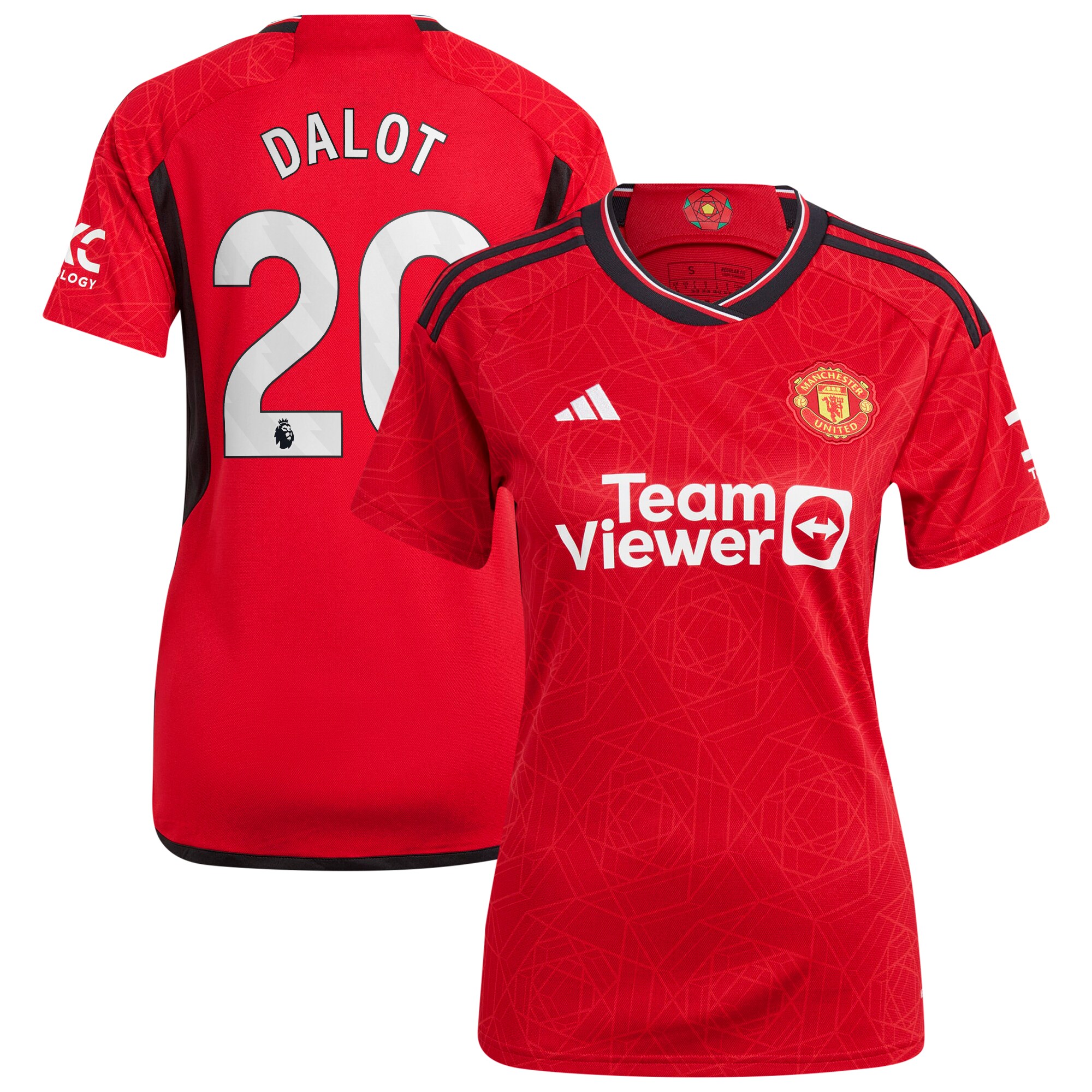 Diogo Dalot Manchester United adidas Women's 2023/24 Home Replica Player Jersey - Red