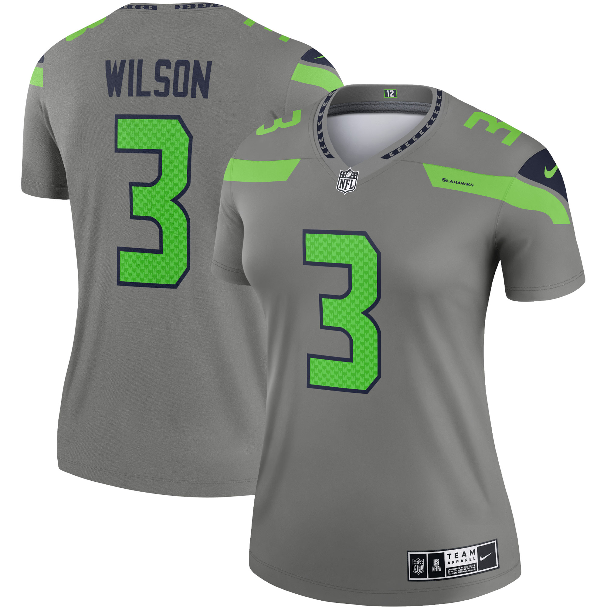 Russell Wilson Seattle Seahawks Nike Women's Inverted Legend Jersey - Gray