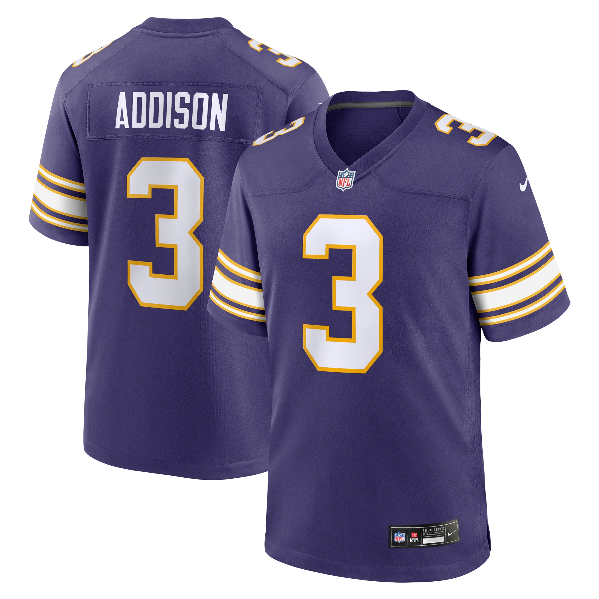Jordan Addison Minnesota Vikings Nike Classic Player Game Jersey - Purple
