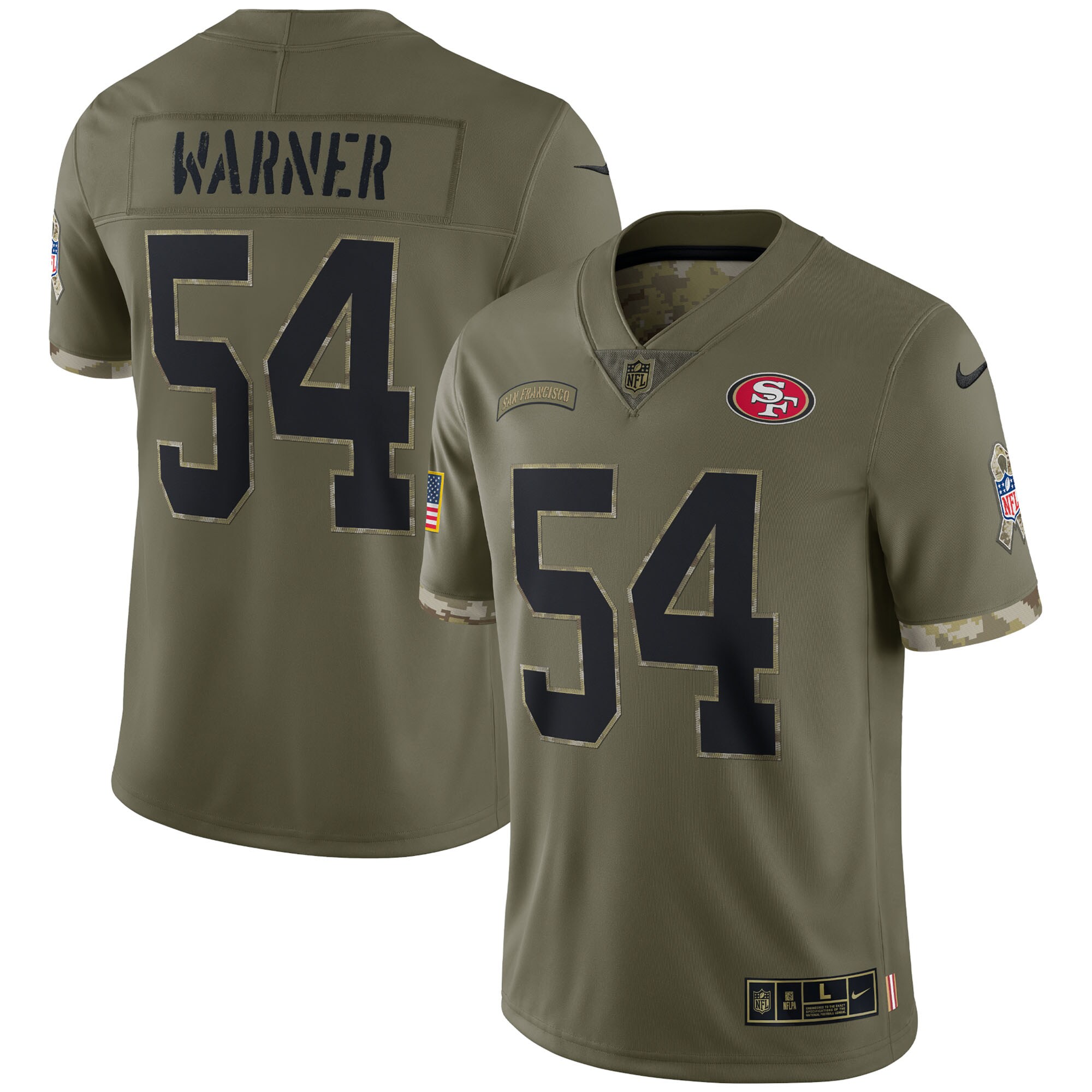Fred Warner San Francisco 49ers Nike 2022 Salute To Service Limited Jersey - Olive
