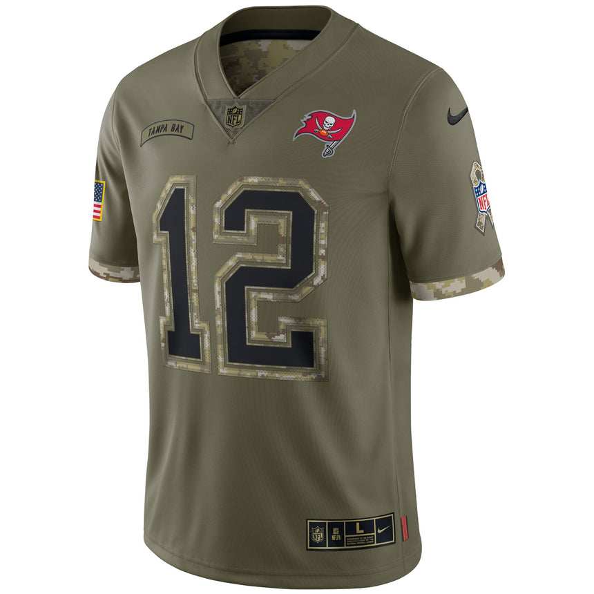 Men's Tom Brady Tampa Bay Buccaneers 2022 Salute To Service Limited Jersey - Olive