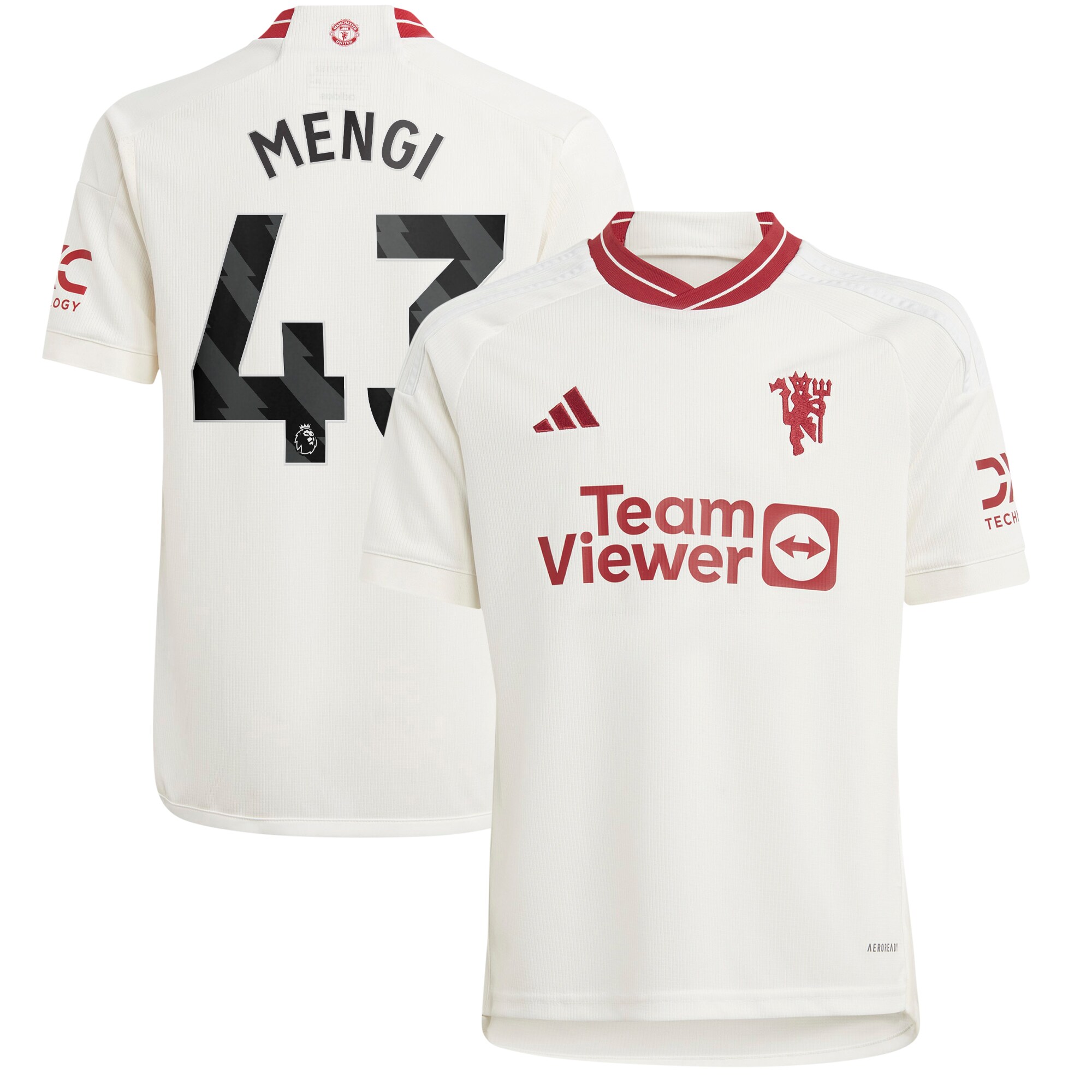 Teden Mengi Manchester United adidas Youth 2023/24 Third Replica Player Jersey - White