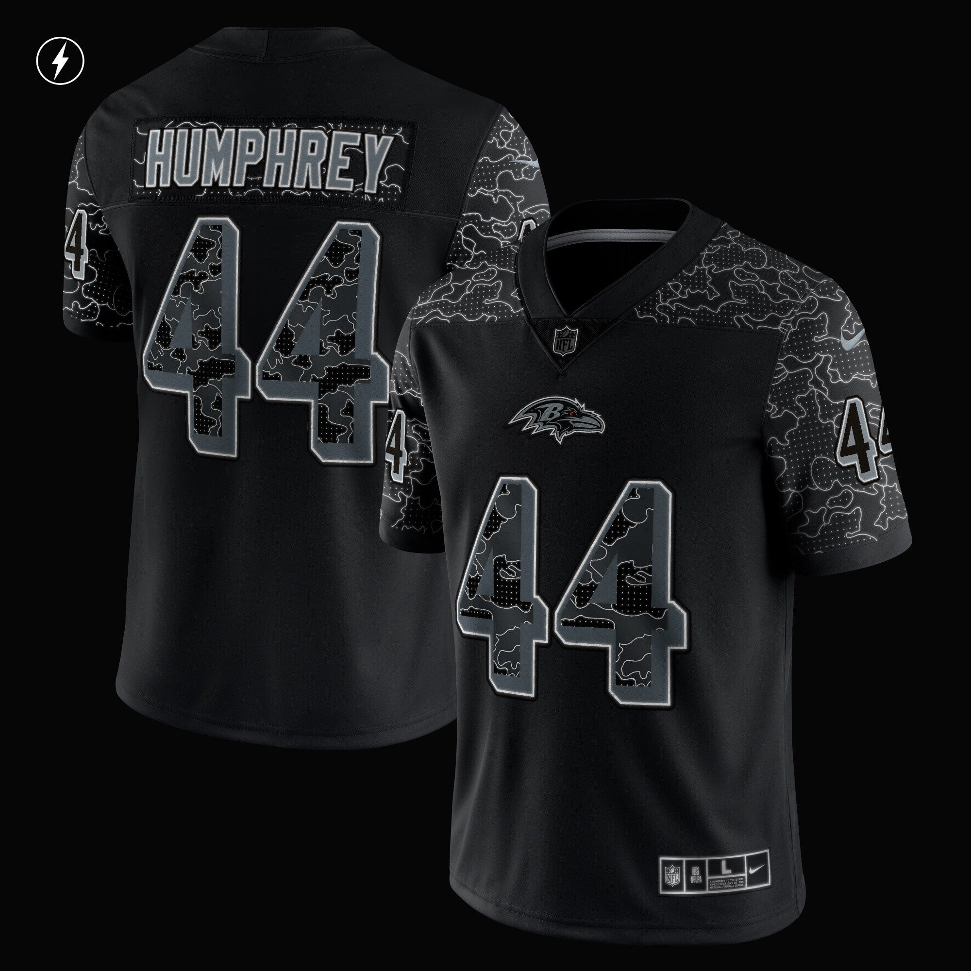 Men's Nike Marlon Humphrey Black Baltimore Ravens RFLCTV Limited Jersey