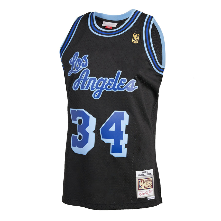 Men's Mitchell & Ness Shaquille O'Neal Black Los Angeles Lakers 1996-97 Hardwood Classics Reload 2.0 Swingman Jersey