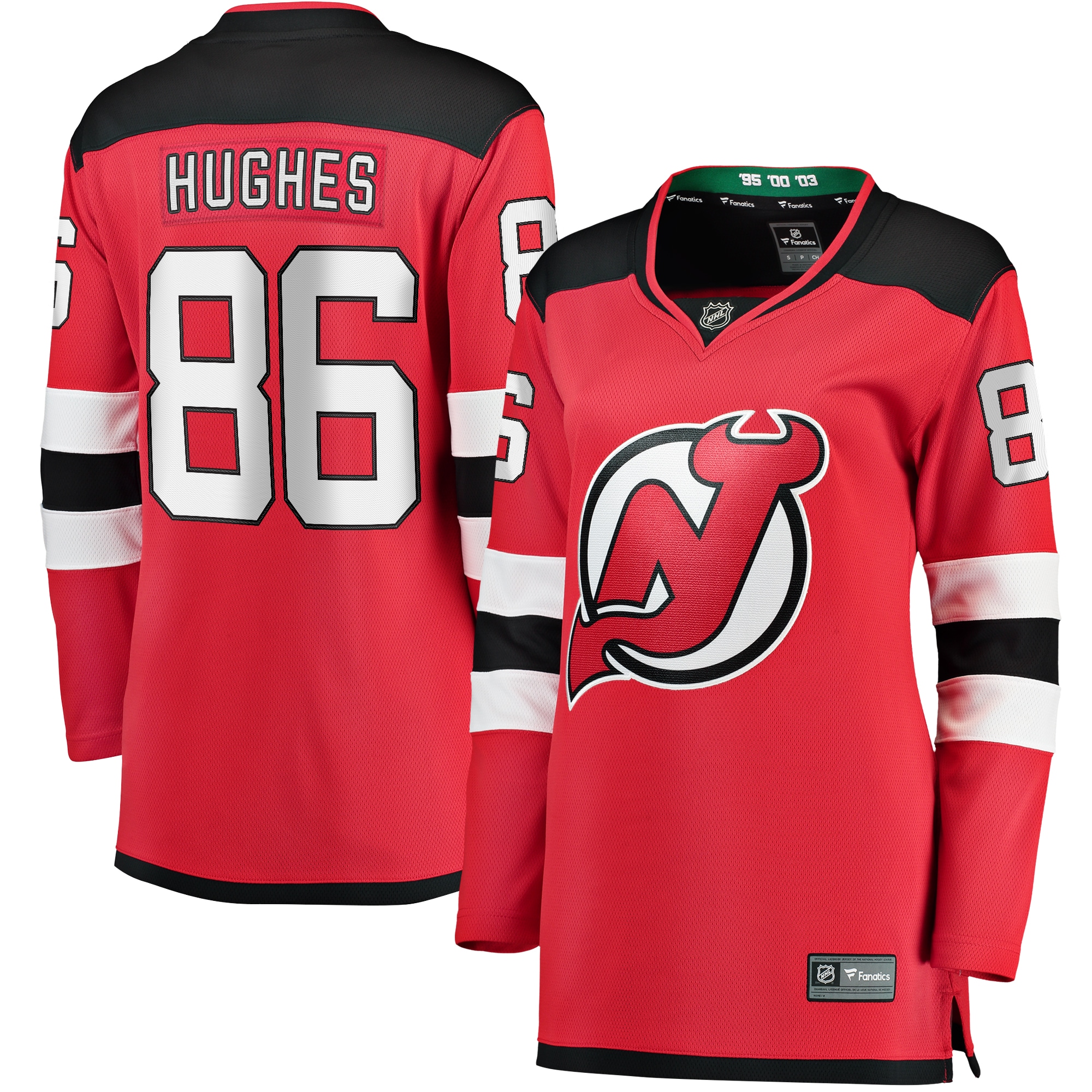 Jack Hughes New Jersey Devils Fanatics Branded Women's Home Breakaway Jersey - Red