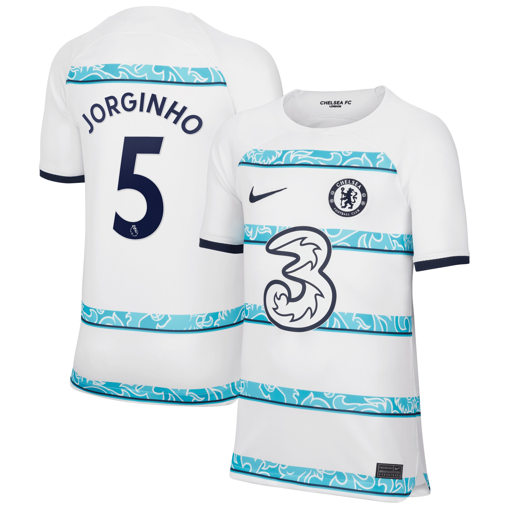 Jorginho Chelsea Nike Youth 2022/23 Away Breathe Stadium Replica Player Jersey - White