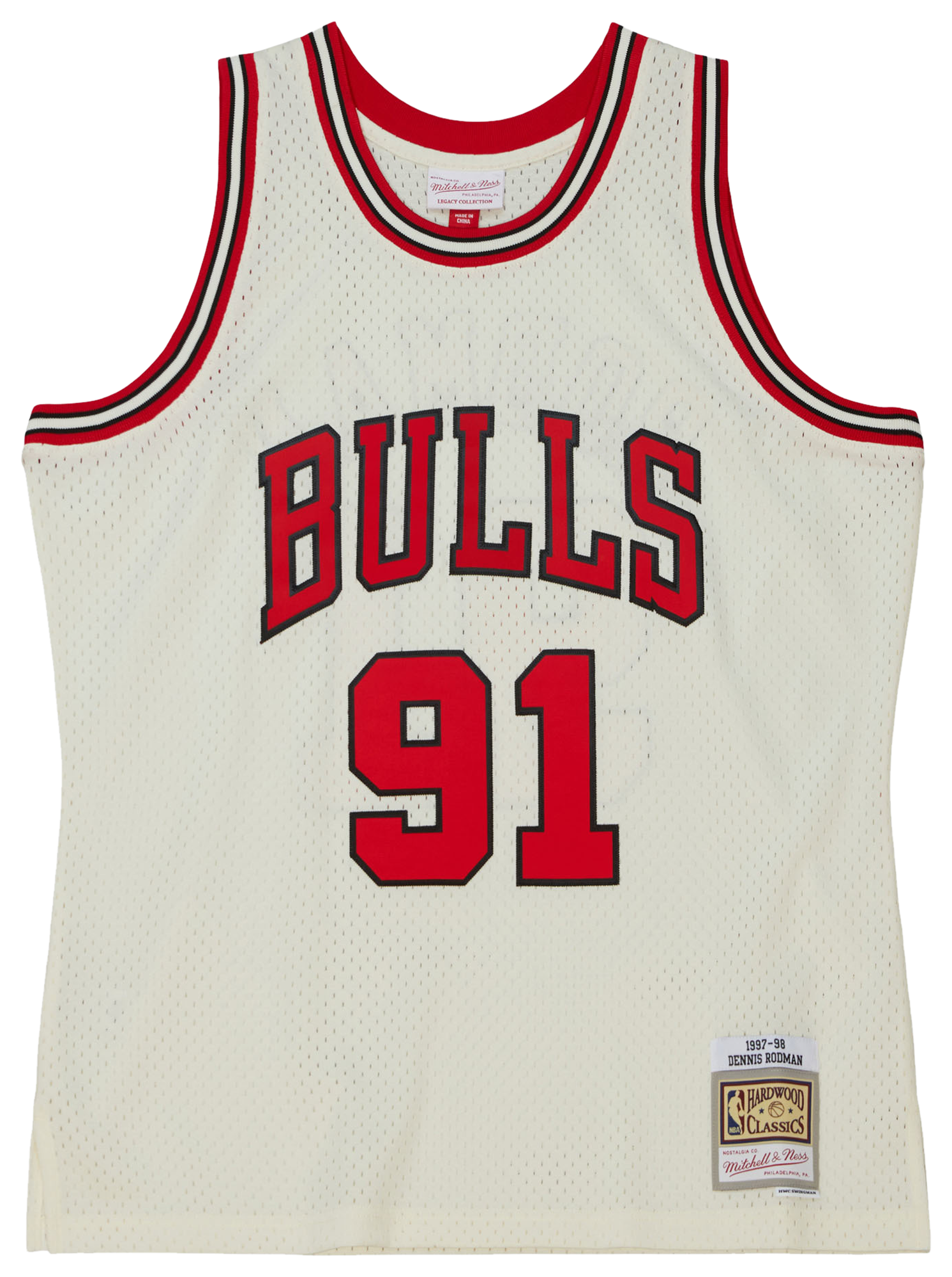 Men's Rodman Dennis Mitchell & Ness Bulls Cream Jersey - Off-White