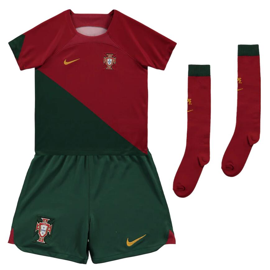 Youth Portugal Home Euro 2024 Qualifying Shirt Jersey Kids Kit