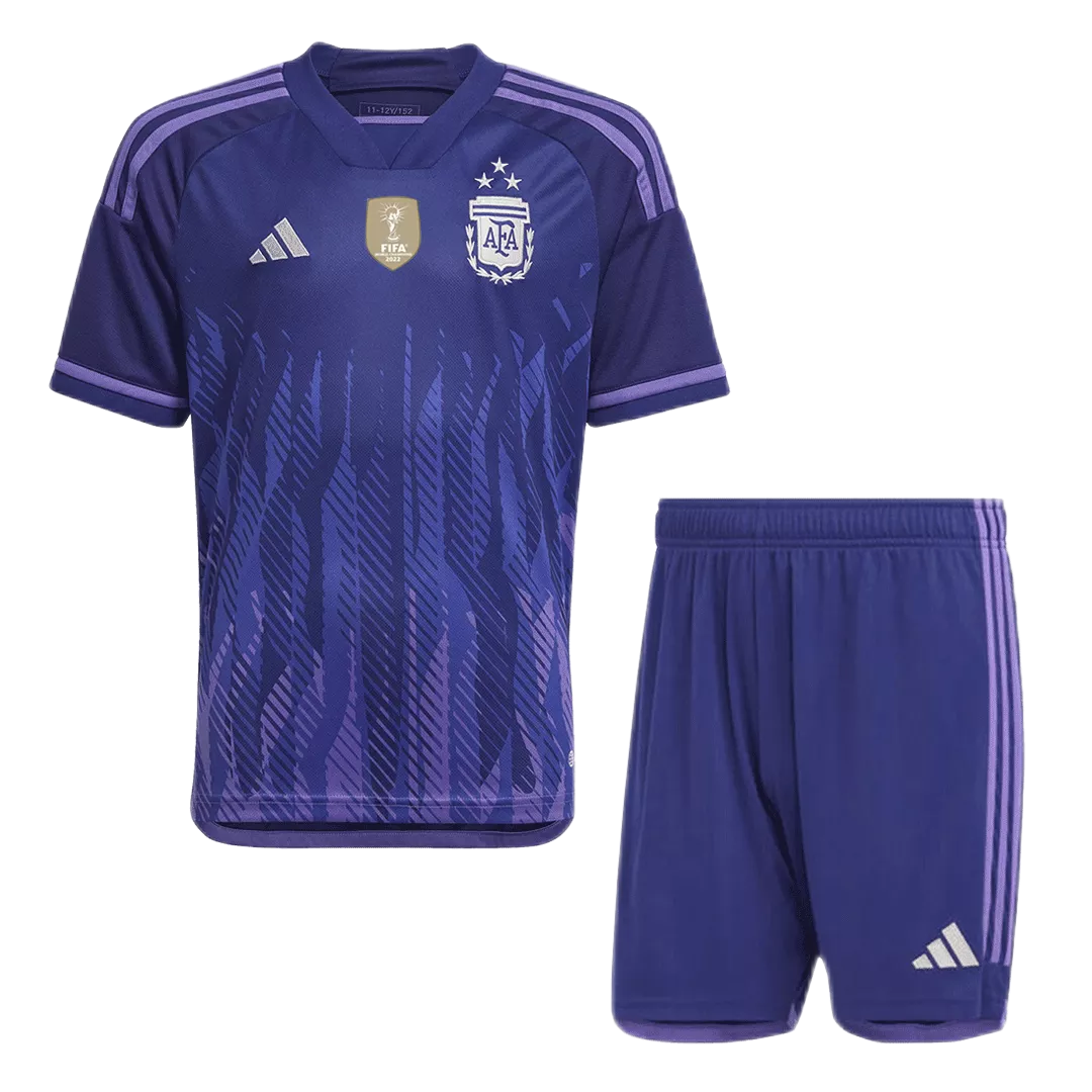 Youth Argentina Away Jersey 2022 World Cup Champions Kids Kit