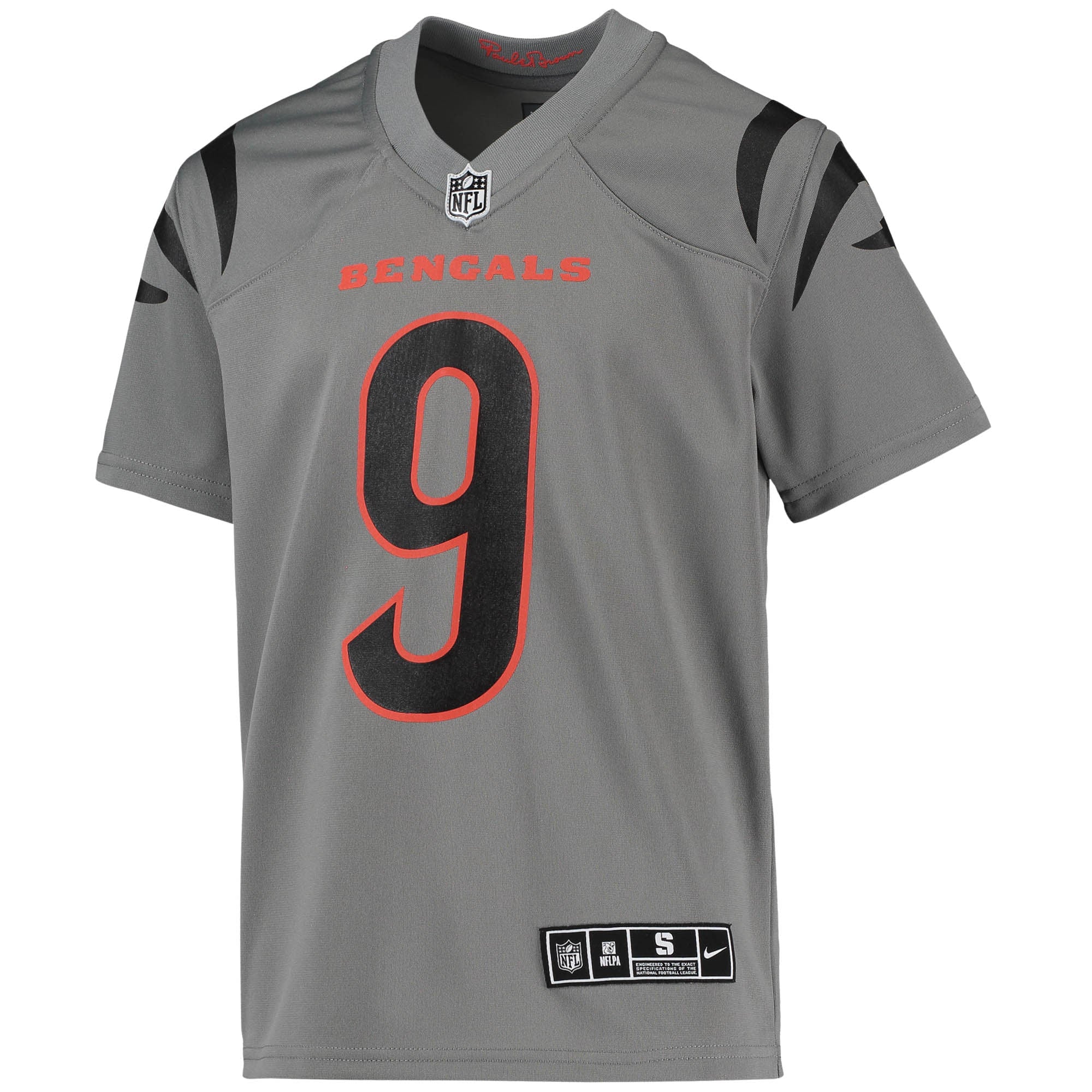 Youth Nike Joe Burrow Gray Cincinnati Bengals Inverted Team Game Jersey