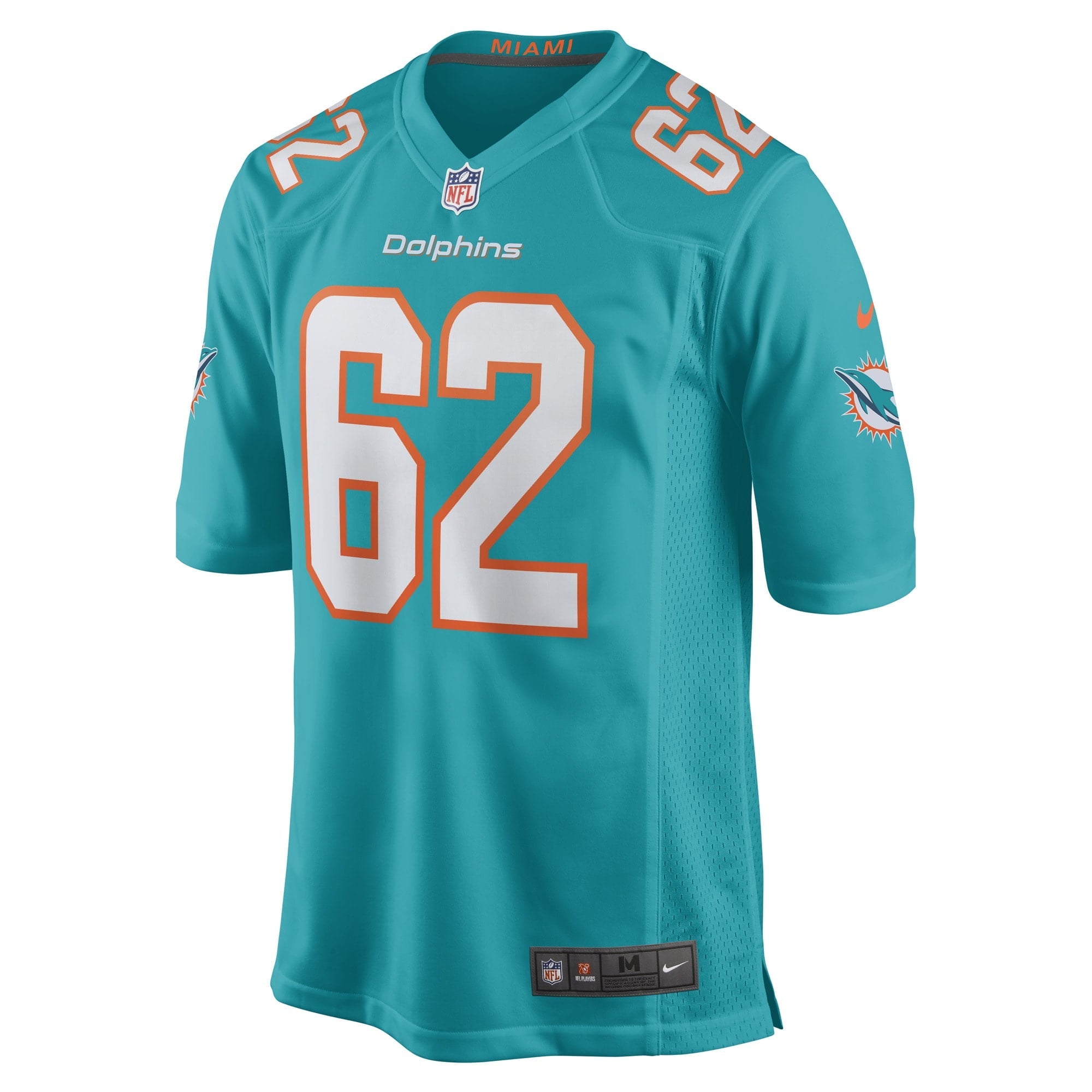 Men's Nike James Empey Aqua Miami Dolphins Game Player Jersey