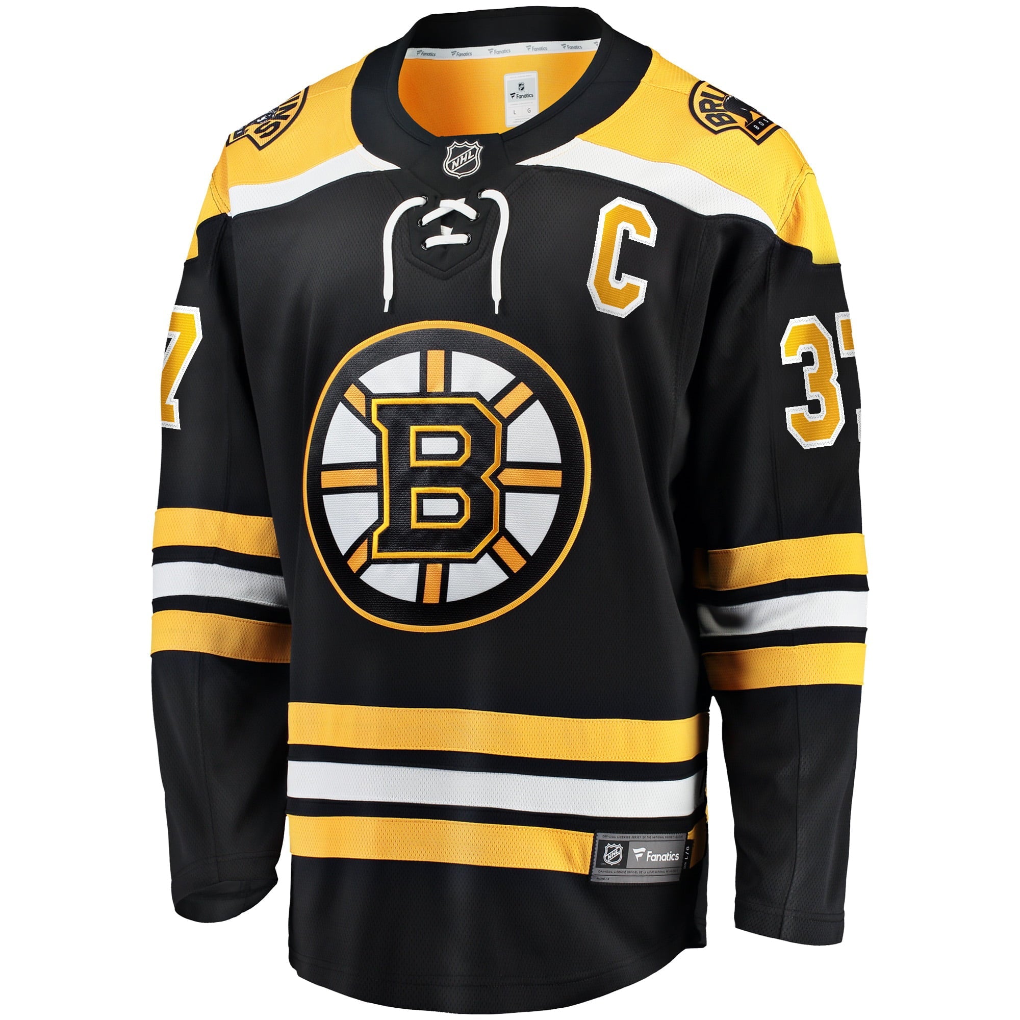 Men's Fanatics Branded Patrice Bergeron Black Boston Bruins Captain Patch Home Breakaway Jersey