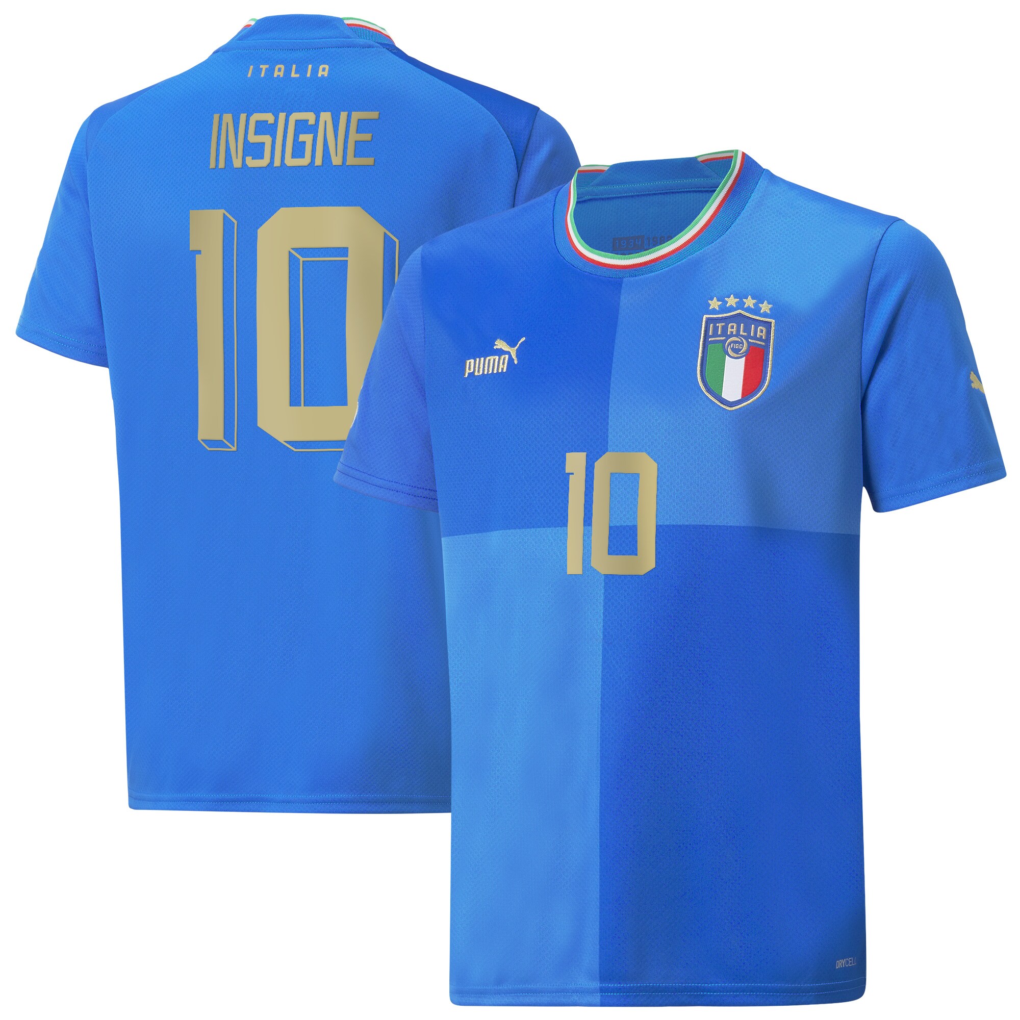 Lorenzo Insigne Italy National Team Puma Youth 2022/23 Home Replica Player Jersey - Blue