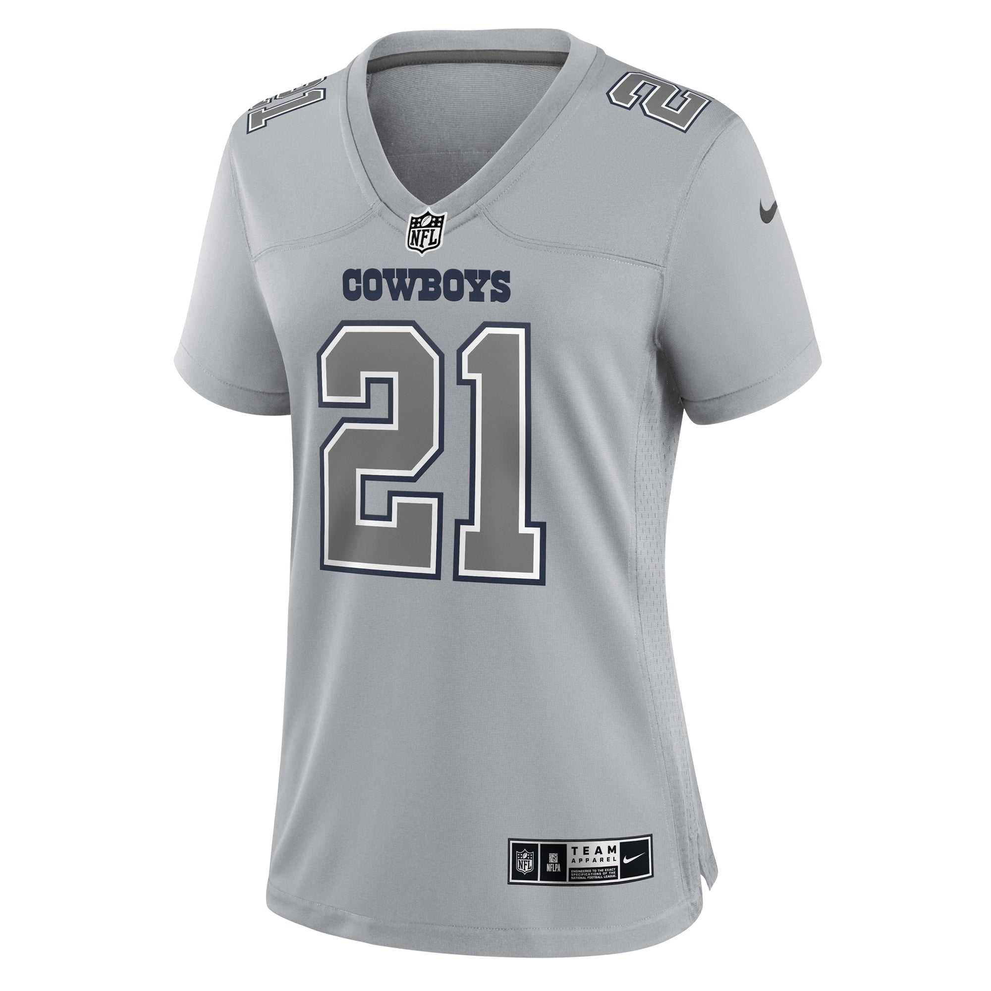 Women's Nike Ezekiel Elliott Gray Dallas Cowboys Atmosphere Fashion Game Jersey