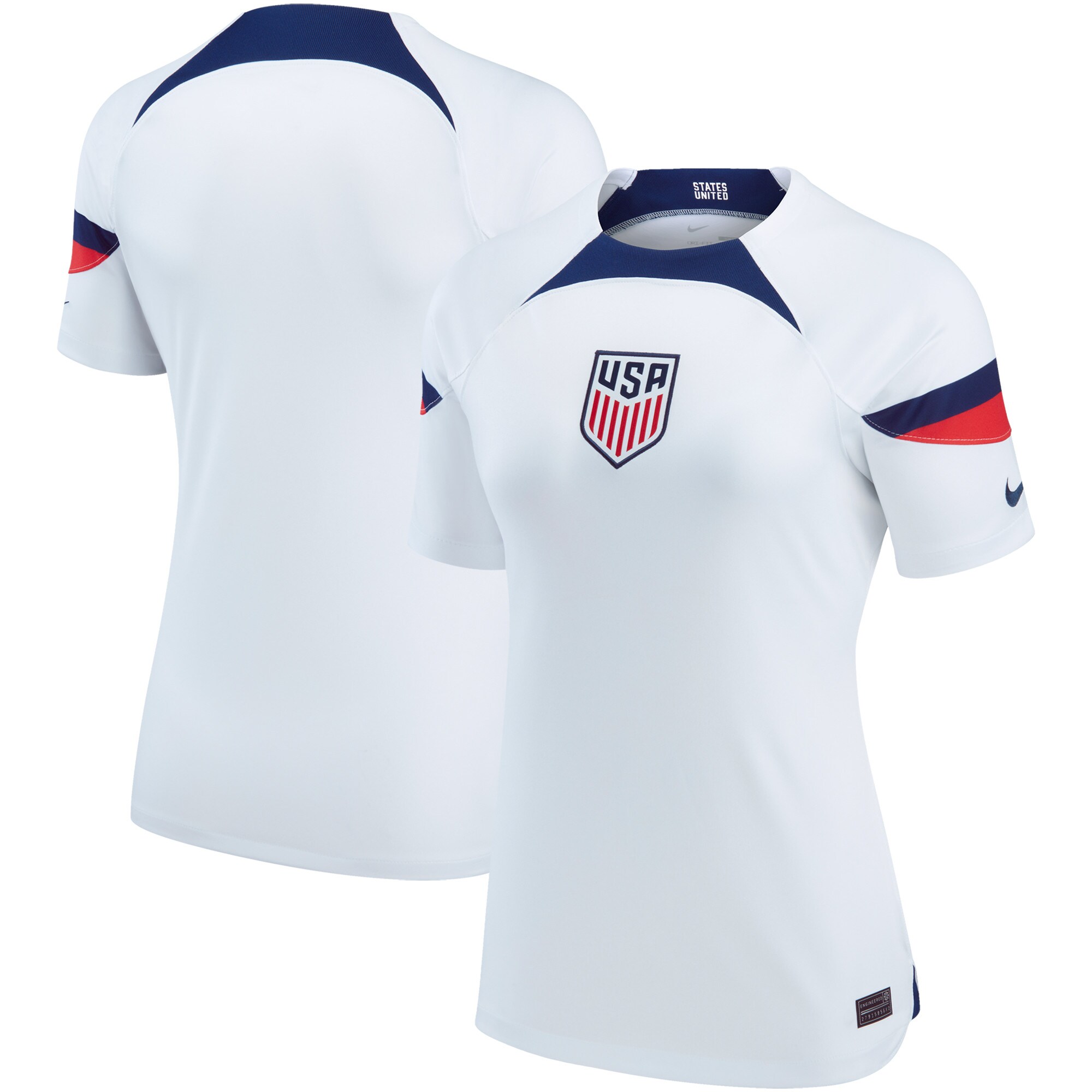 USMNT Nike Women's 2022/23 Home Breathe Stadium Replica Blank Jersey - White