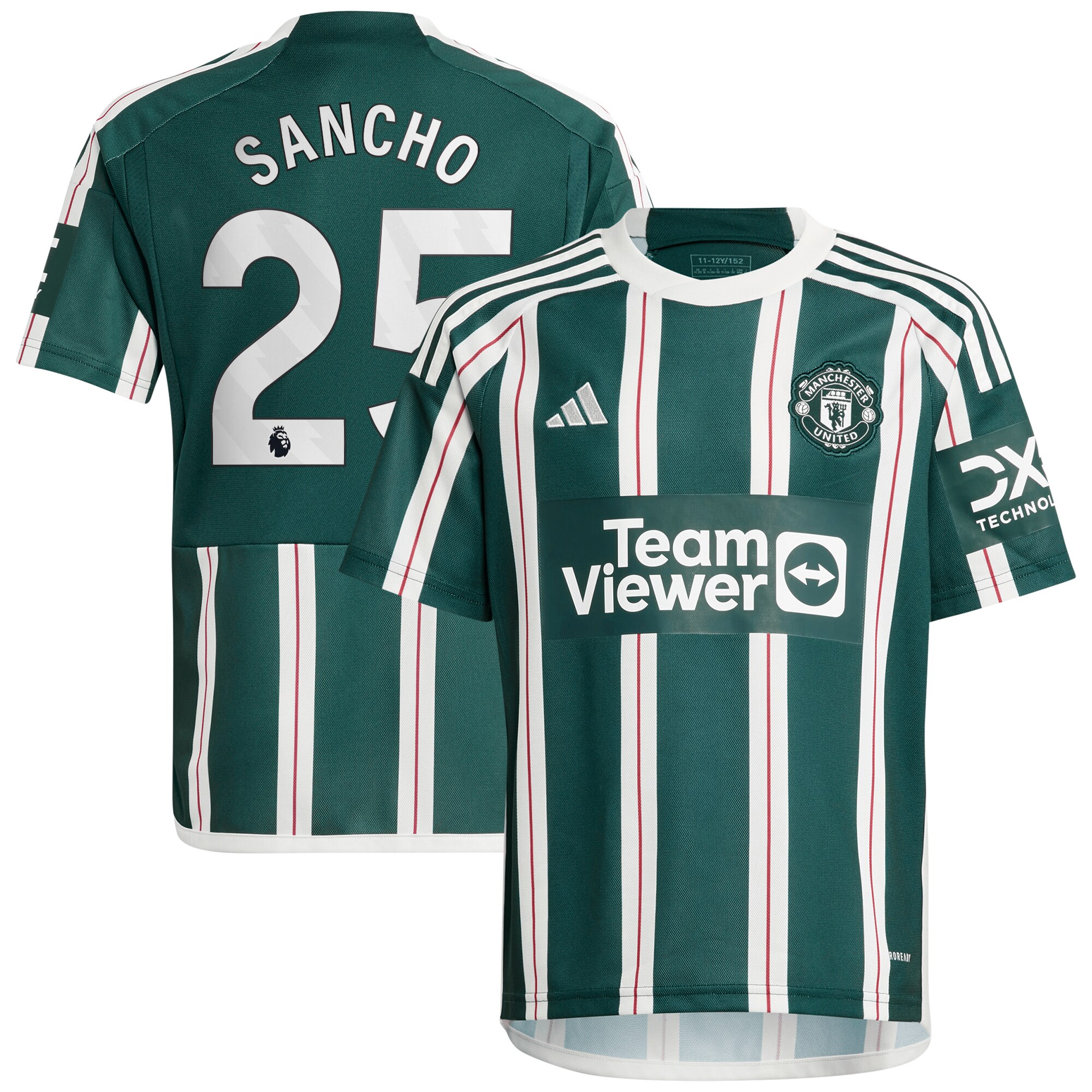 Jadon Sancho Manchester United adidas Youth 2023/24 Away Replica Player Jersey - Green