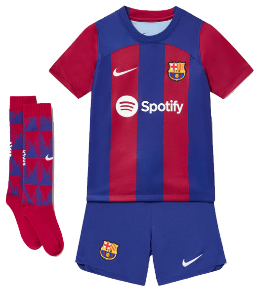 23/24 Youth Barcelona Home Jersey Kids Kit