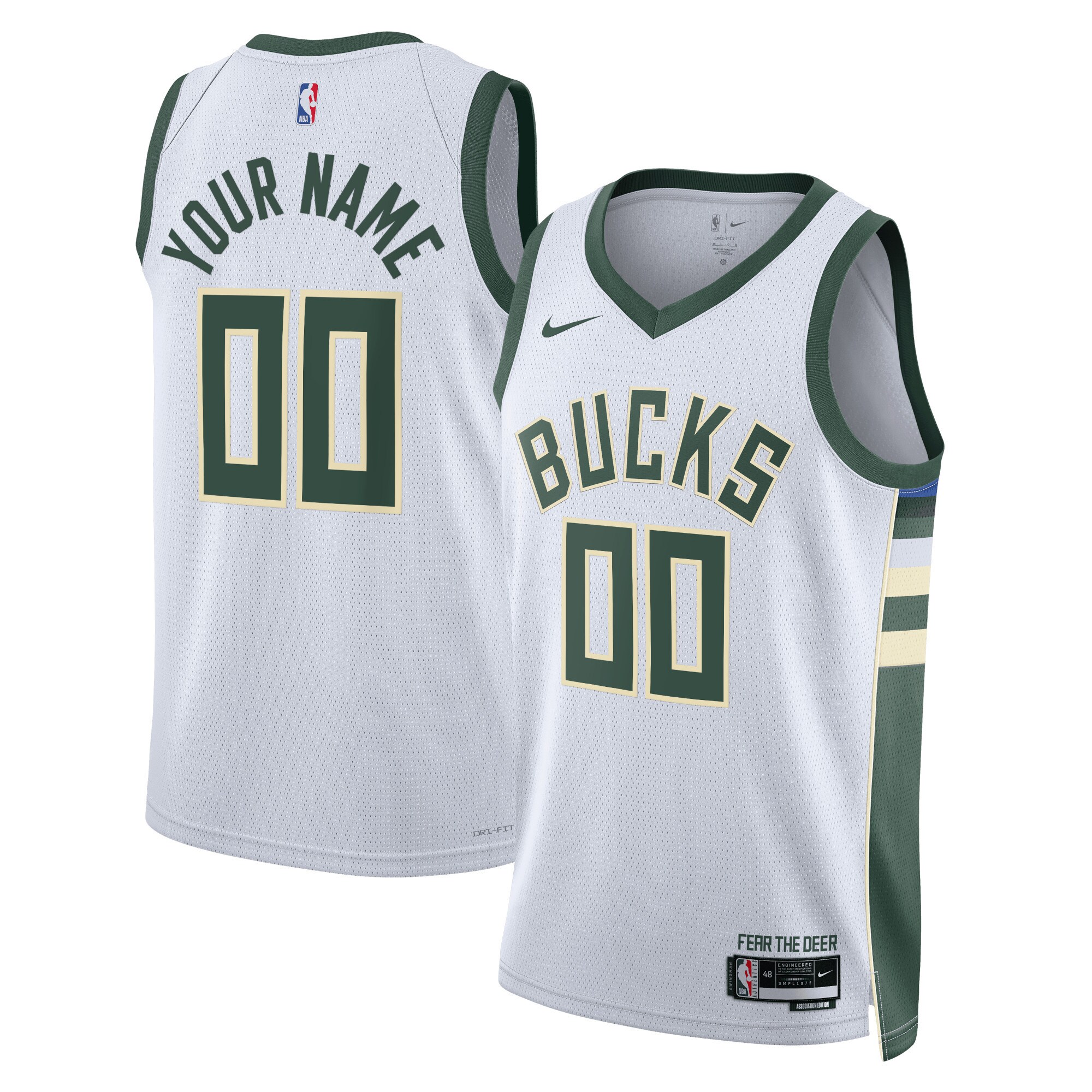 Milwaukee Bucks Nike Unisex Swingman Custom Jersey White - Icon Edition