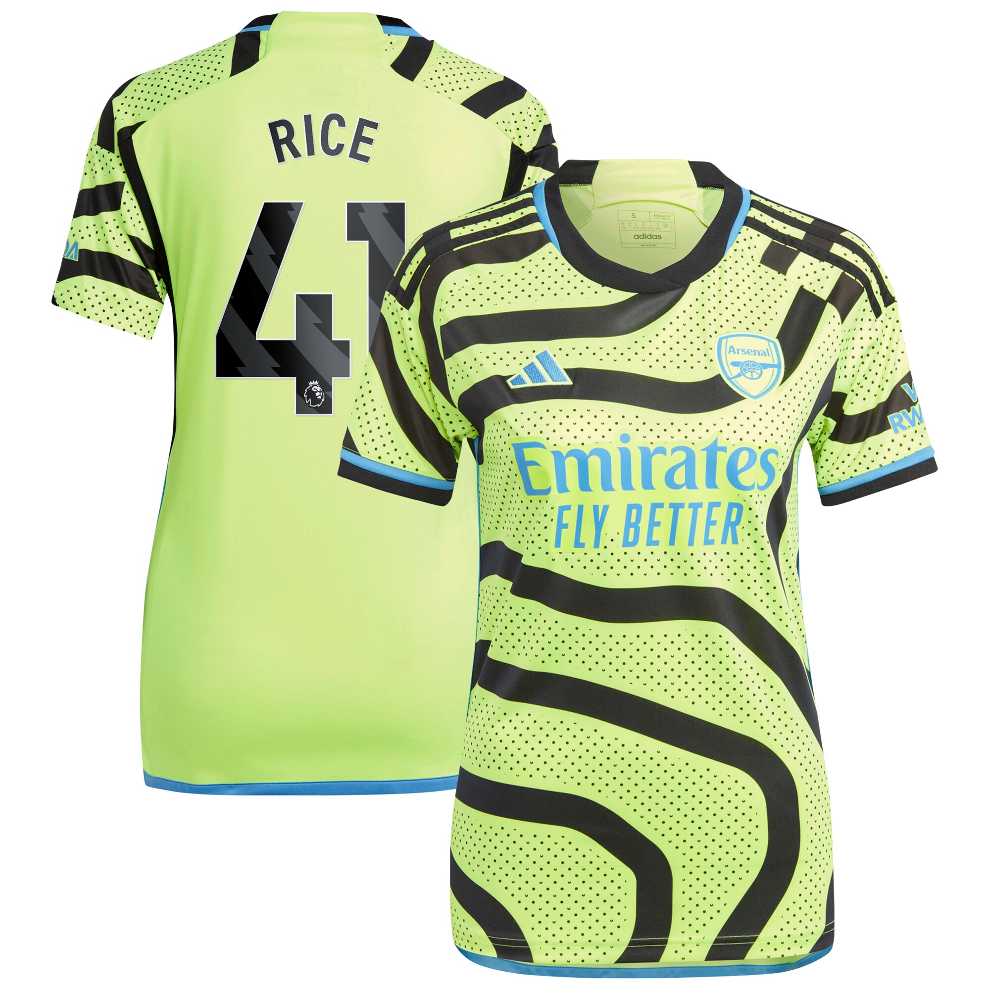 Declan Rice Arsenal adidas Women's 2023/24 Away Replica Player Jersey - Yellow