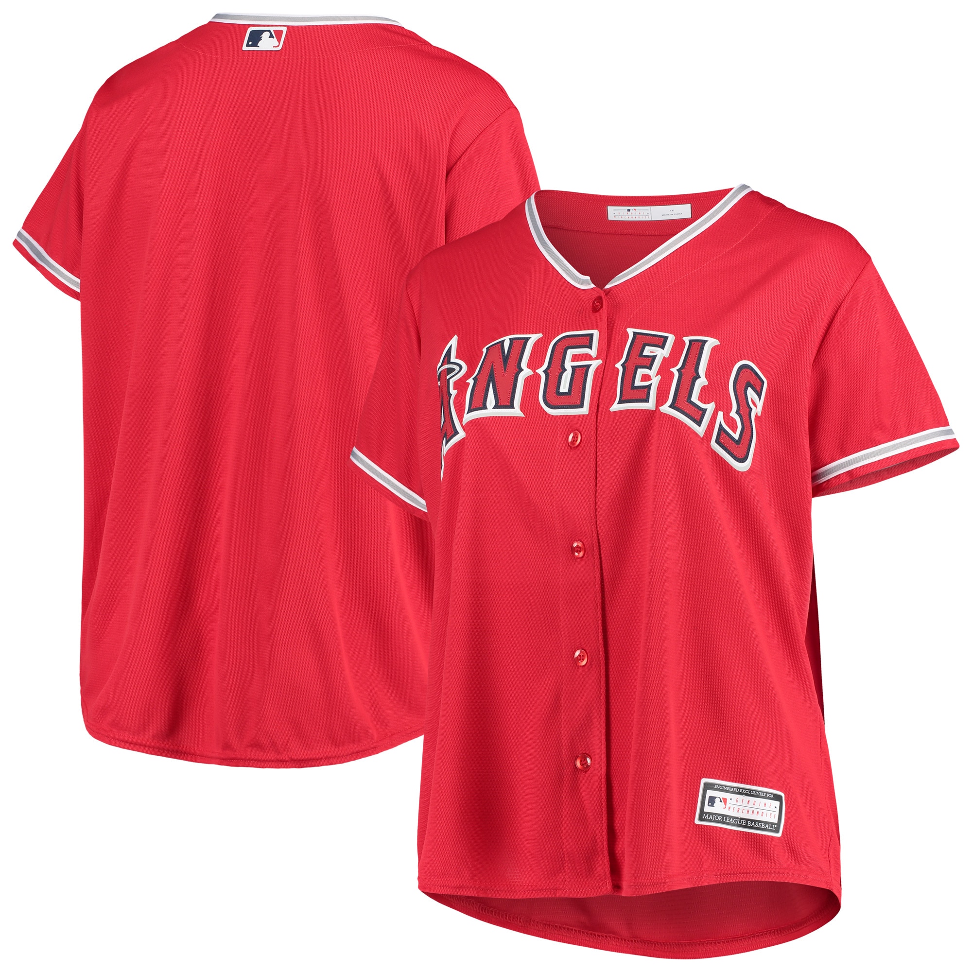 Los Angeles Angels Women's Plus Size Alternate Replica Team Jersey - Red
