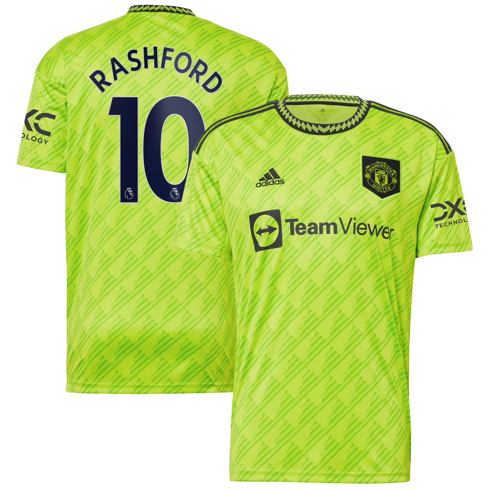 Marcus Rashford Manchester United adidas 2022/23 Third Replica Player Jersey - Neon Green